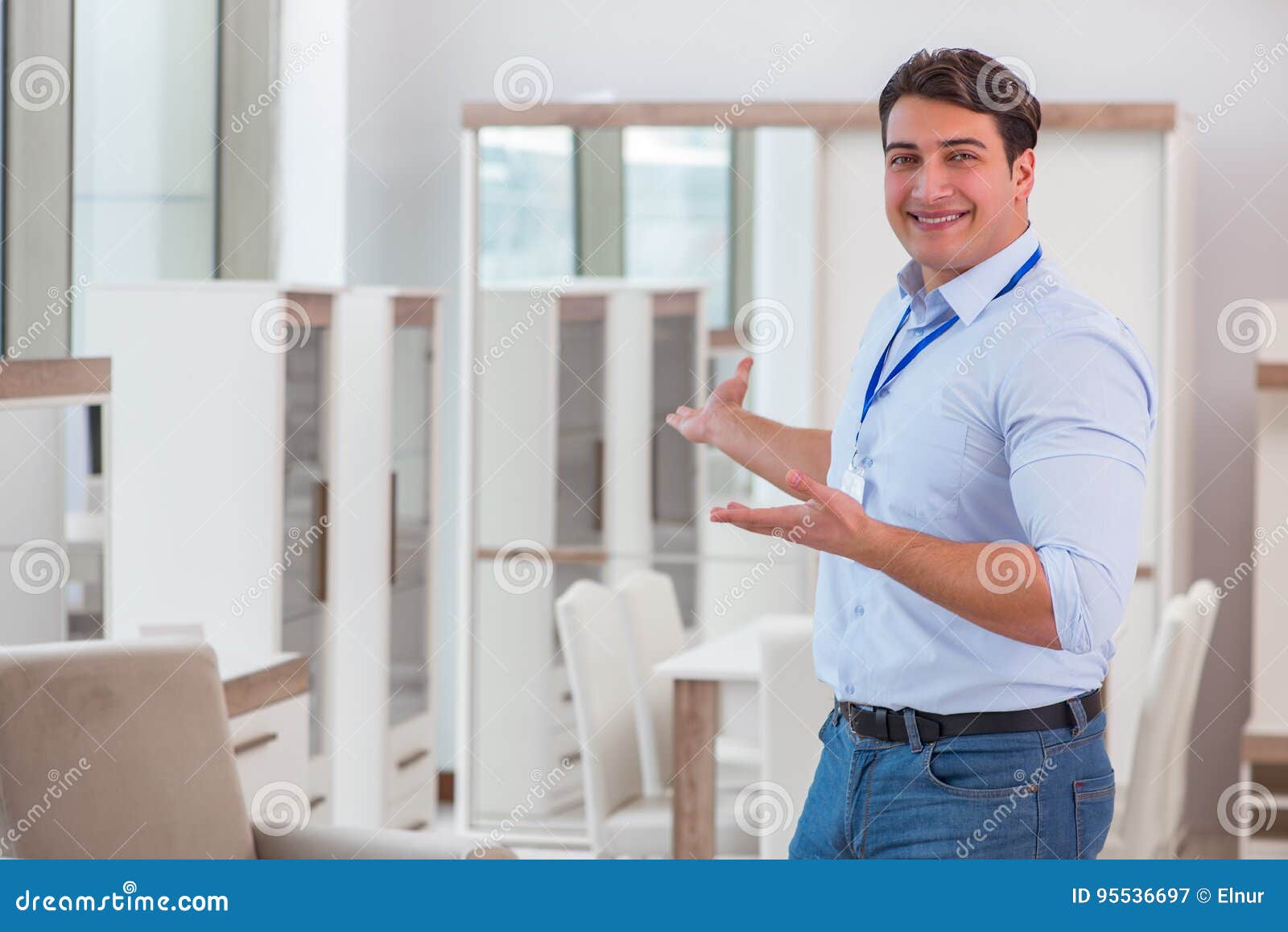 The Sales Assistant in Furniture Store Stock Image Image of
