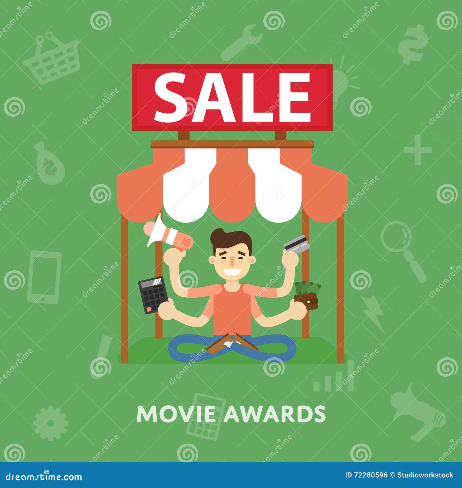 Sales cinema novelties stock vector. Illustration of sign 72280596