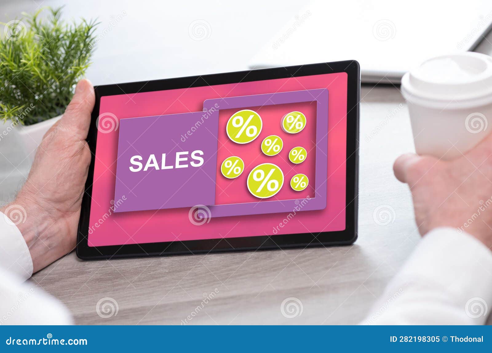 Sales and Discounts Concept on a Tablet Stock Image Image of price