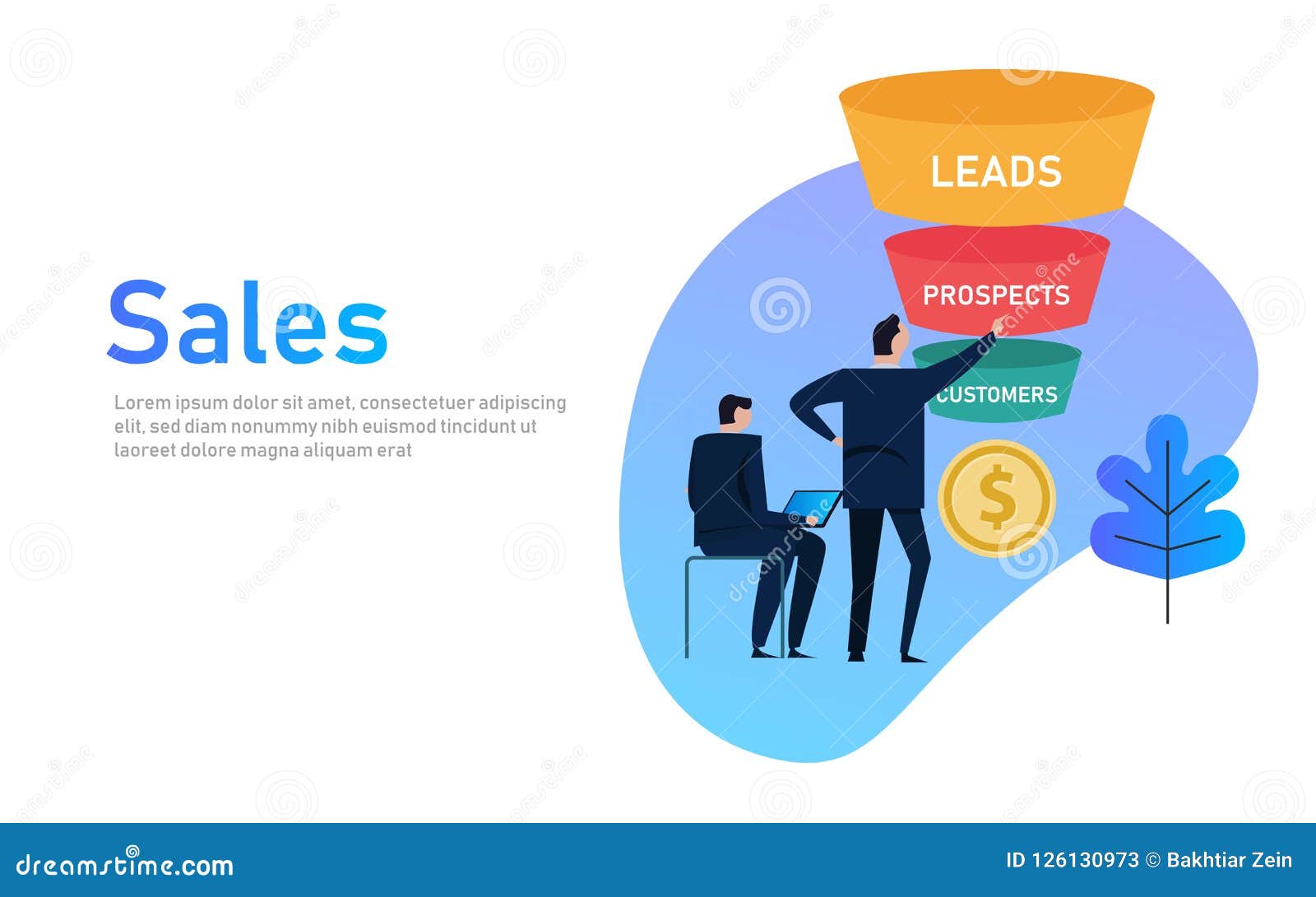 sales funnel business concept of leads prospects and customers coin money.