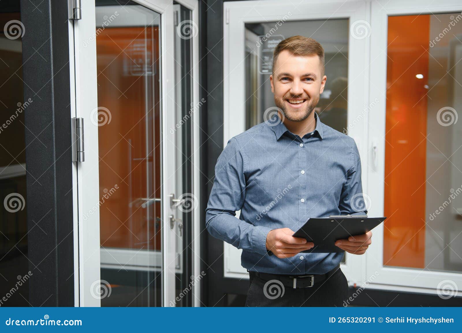 Sales Manager in a Window Shop. the Concept of Window Sales. Stock Image Image of home