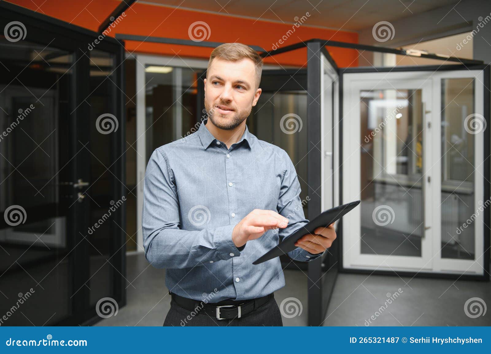 Sales Manager in a Window Shop. the Concept of Window Sales. Stock Image Image of european