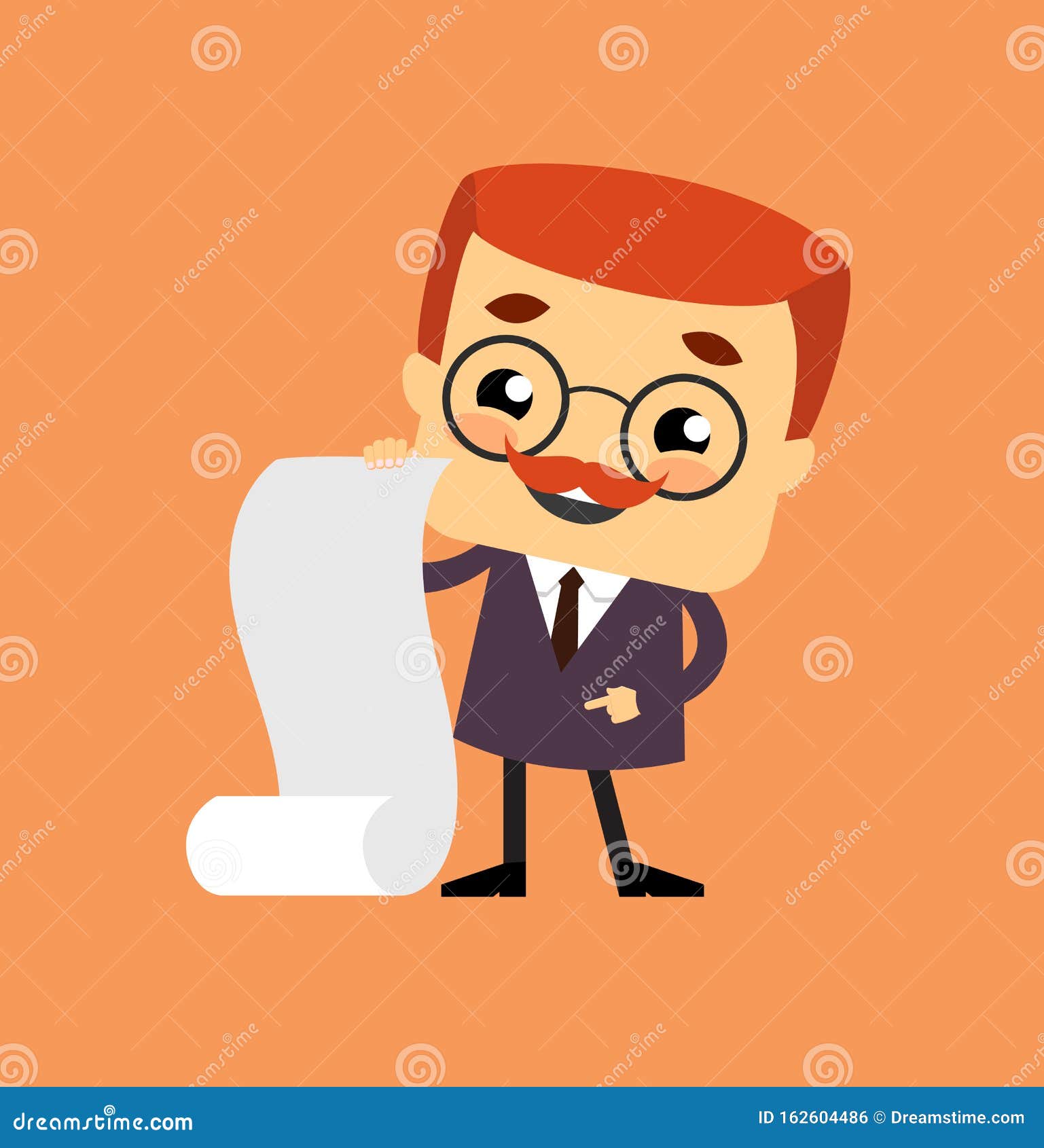 Salesman Boss Guy - Showing a Paper Scroll Stock Vector - Illustration ...