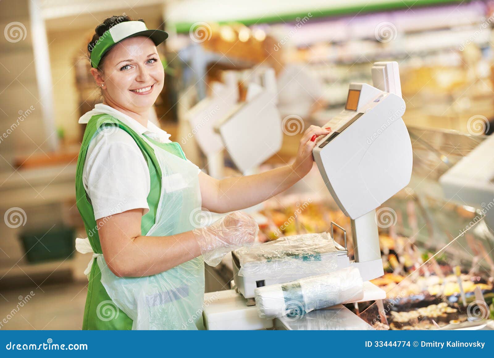 saleswoman in supermarket shop