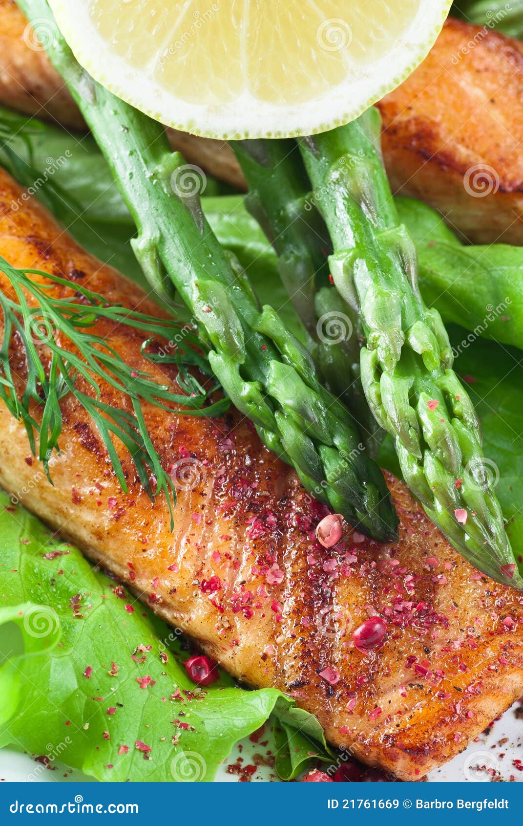 Salmon Asparagus Meal stock image. Image of dill, prepared 21761669