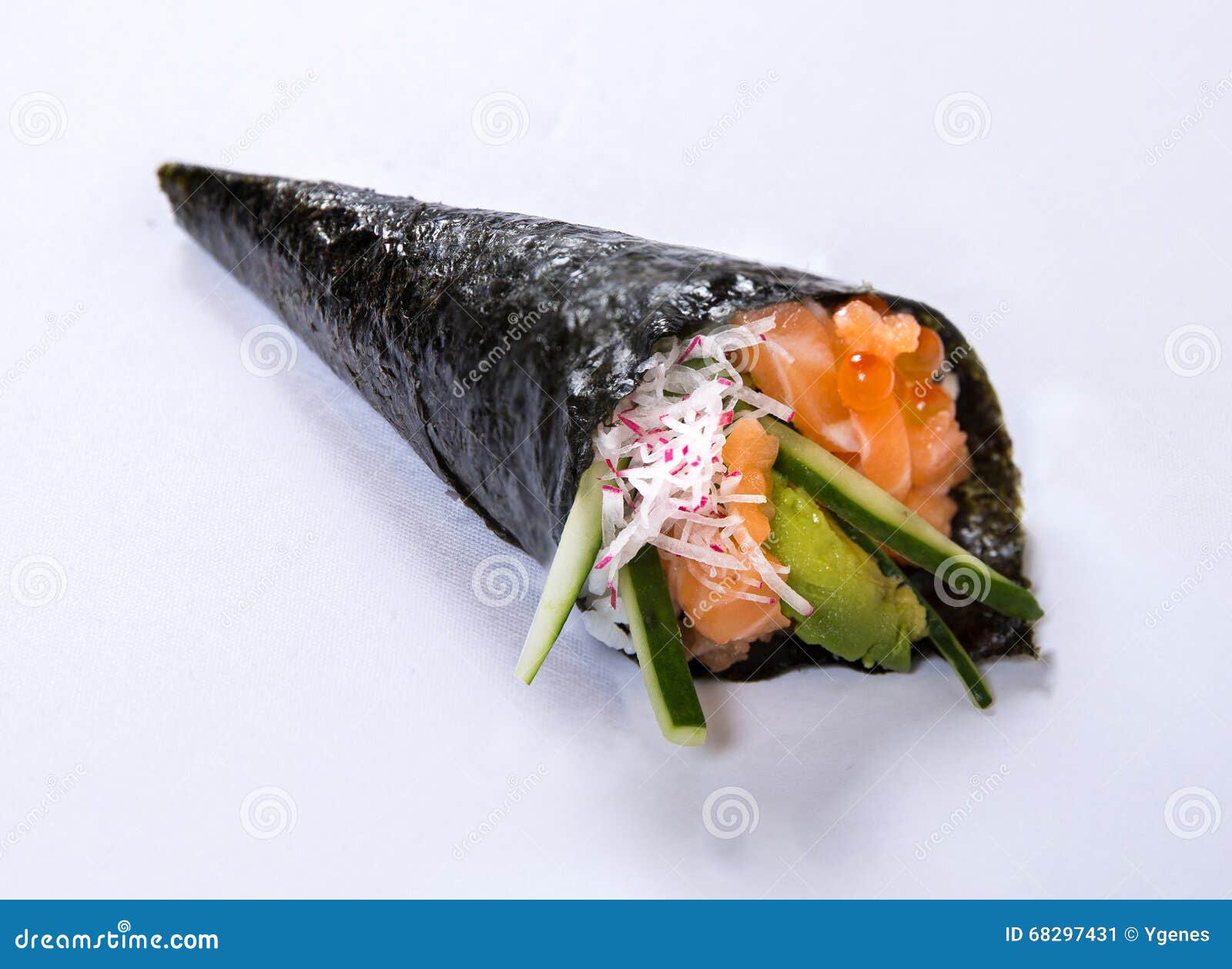 Salmon Avocado Hand Roll Temaki Imagen de archivo Imagen de comida