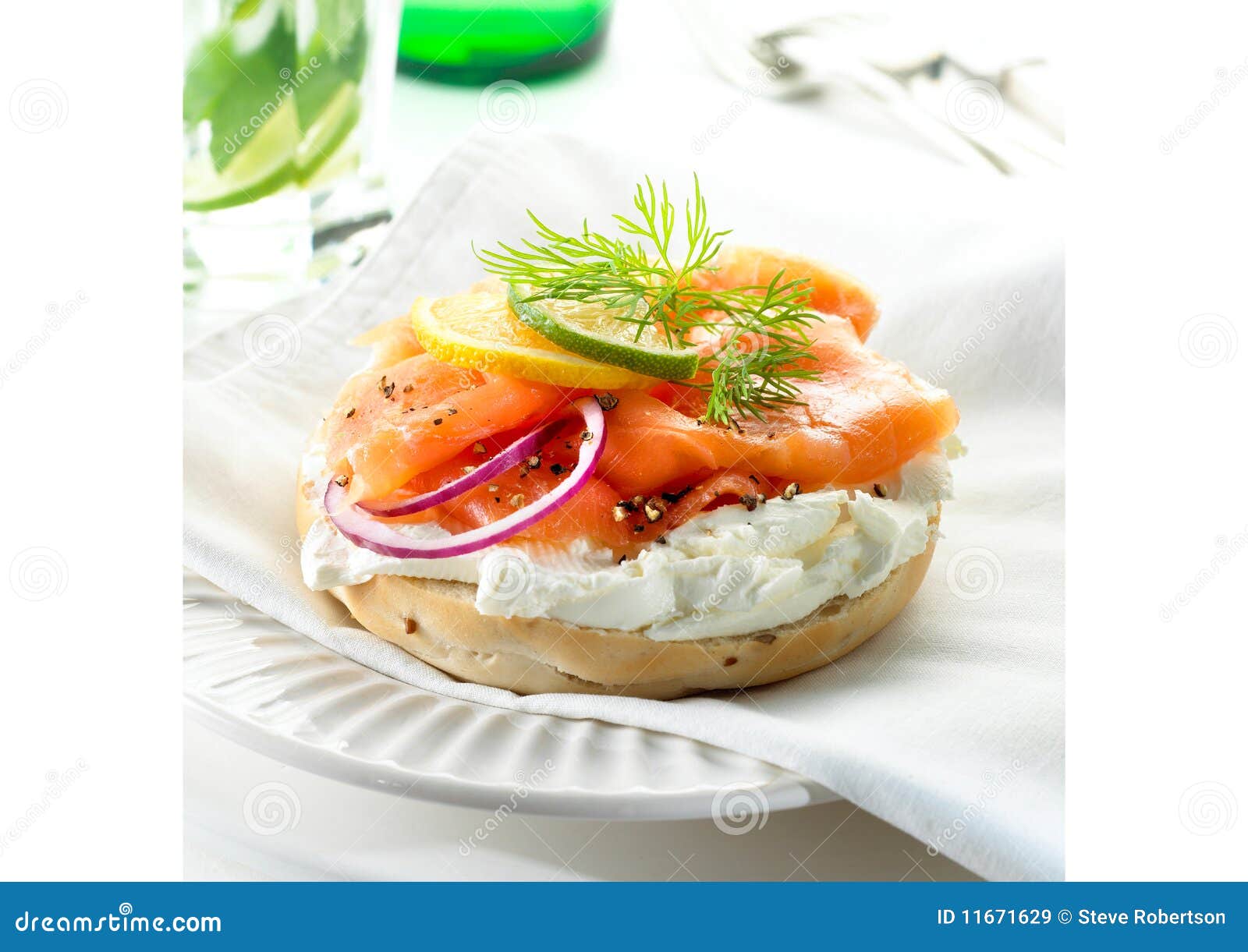 Salmon Bagel stock image. Image of snack, dill, fresh 11671629