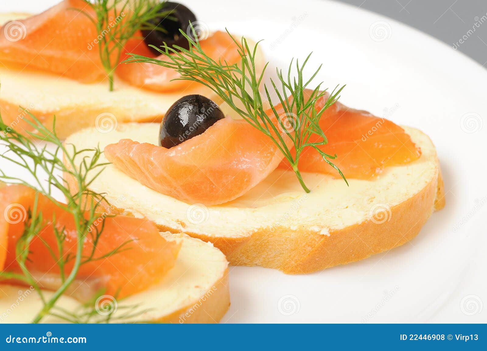 Salmon on bread stock photo. Image of food, gourmet, brightly 22446908
