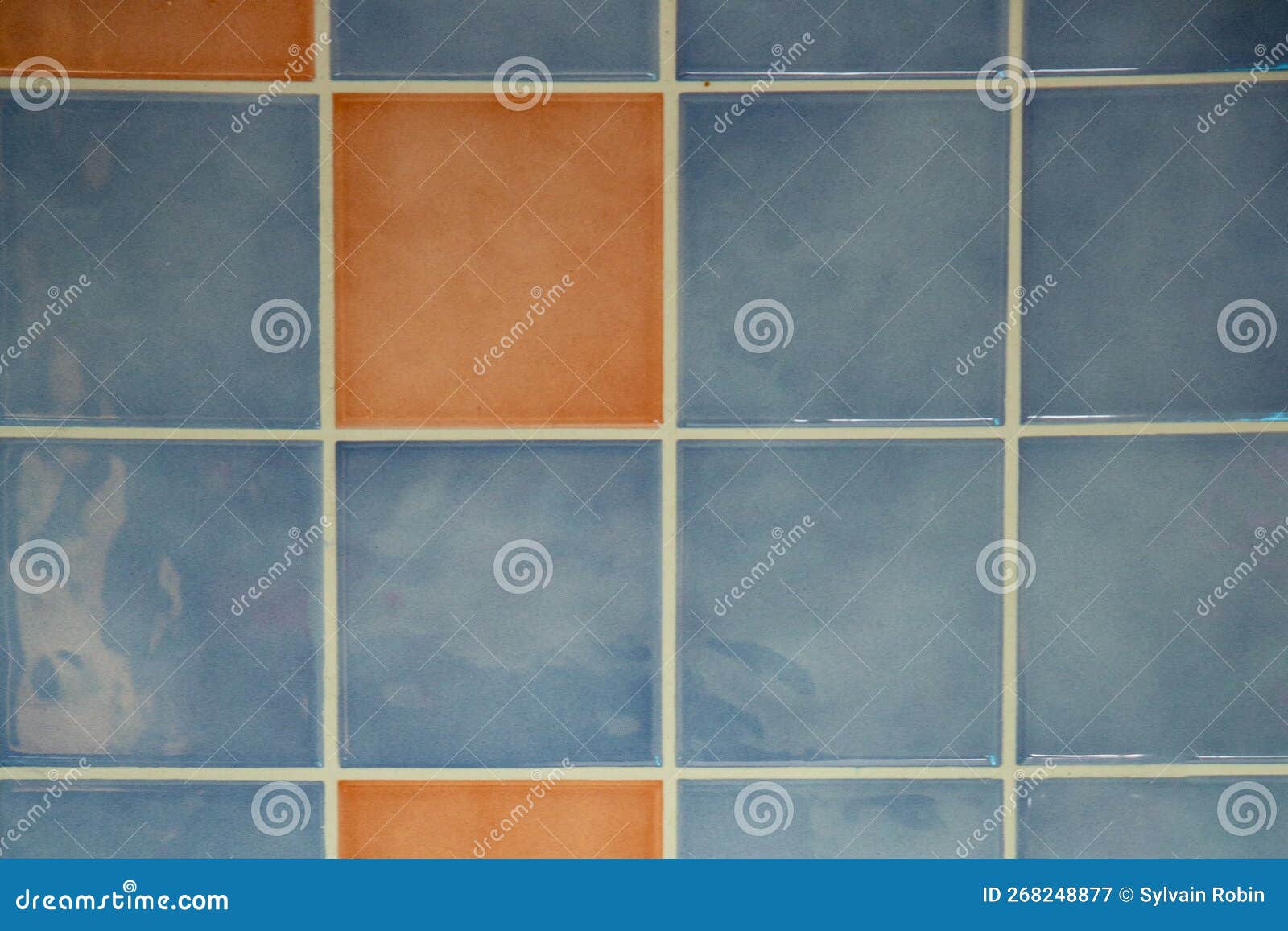 Salmon Brown and Grey Tiles Brick Wall Gray Square Background Stock