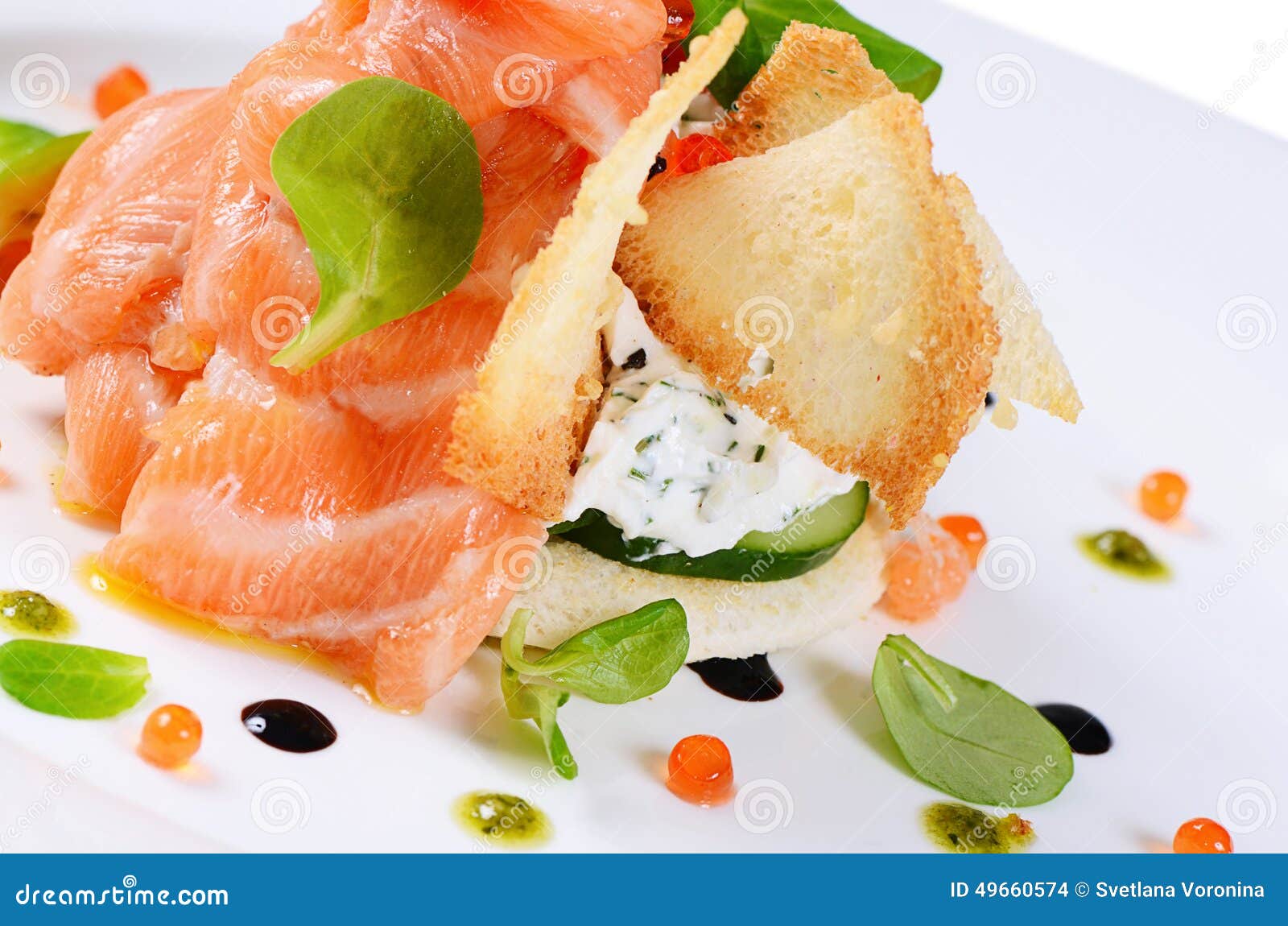 The salmon with cream cheese close up