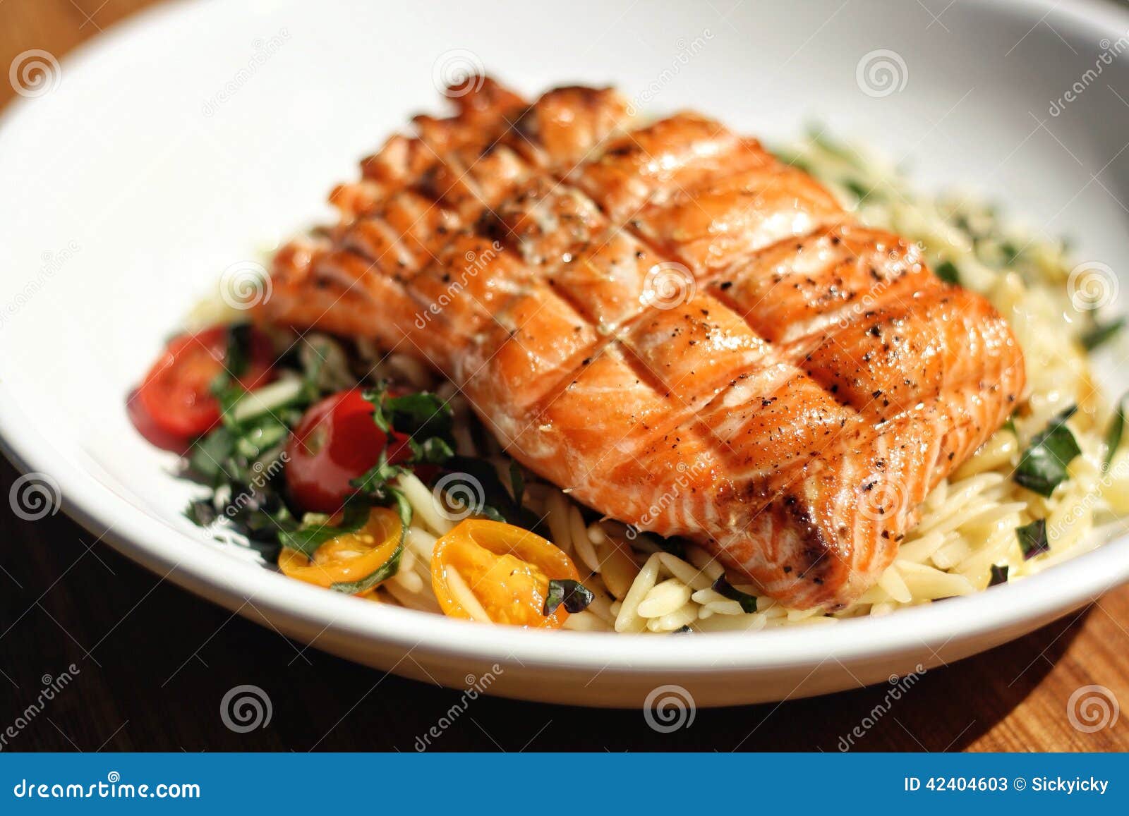 Grilled Salmon Dinner stock image. Image of fruit, dinner 42404603