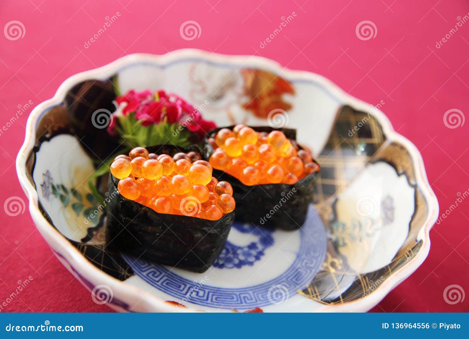 Salmon egg Ikura set stock photo. Image of rice, culture 136964556