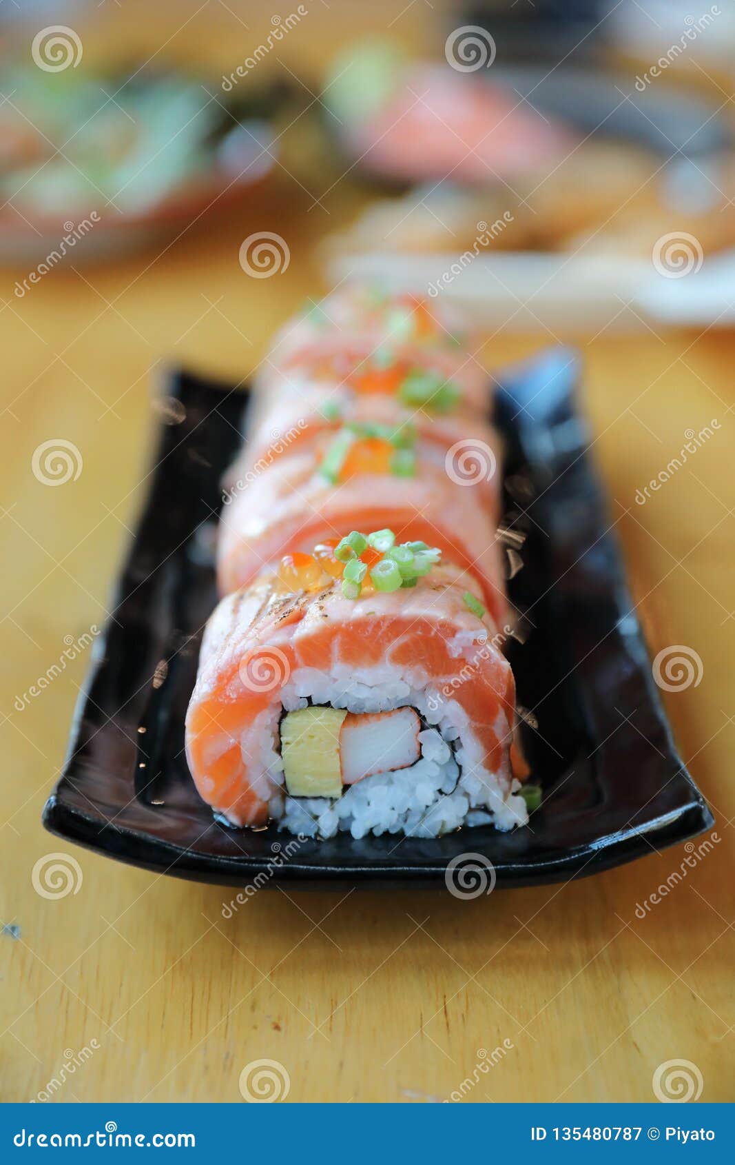 Salmon Egg on Sushi Nigiri Roll Stock Image Image of maki, food