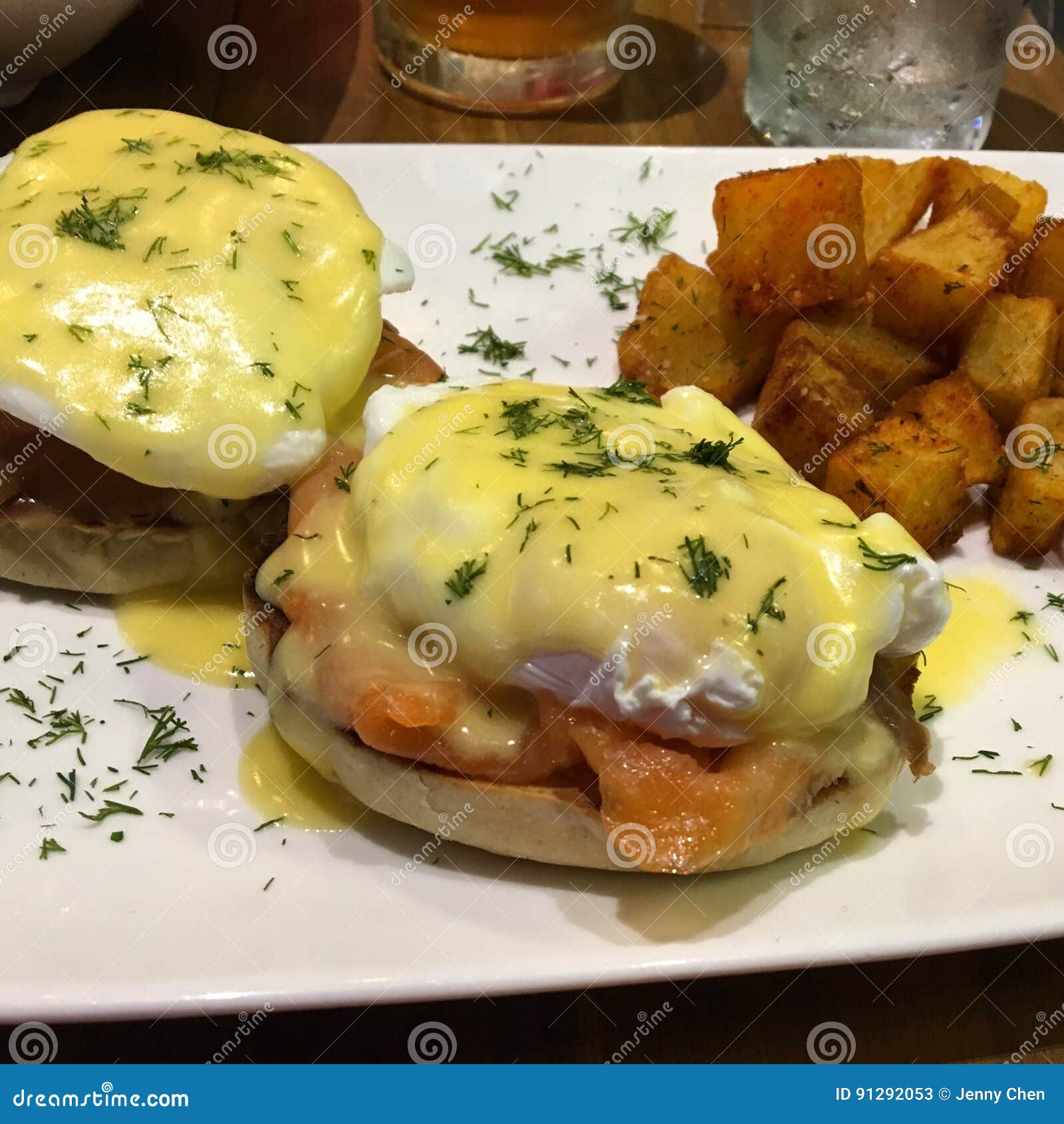Salmon Eggs Benedict Breakfast Stock Image Image of eggs, delicious