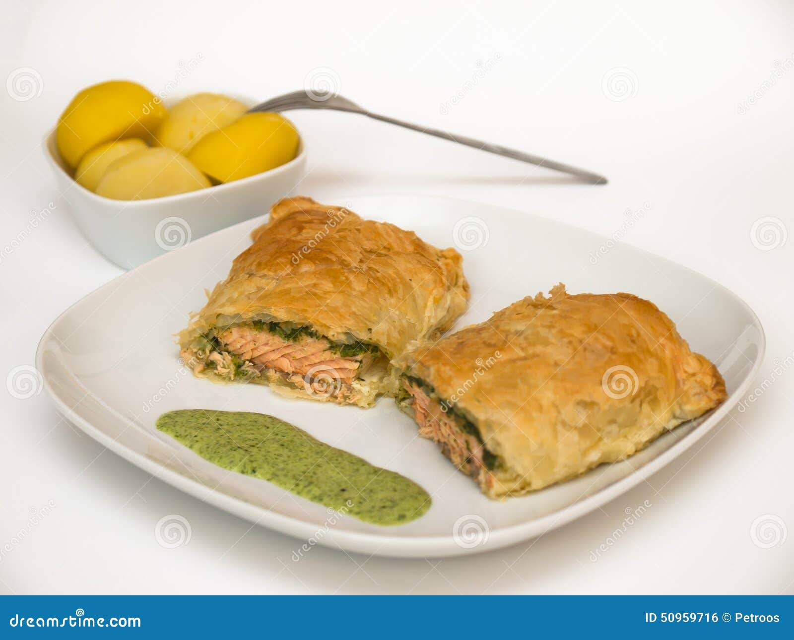 Salmon en croute stock photo. Image of baked, fish, seafood 50959716