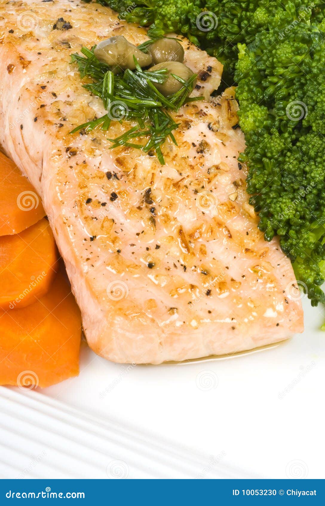 Salmon Fillet with Caper and Dill Sauce Stock Photo Image of healthy
