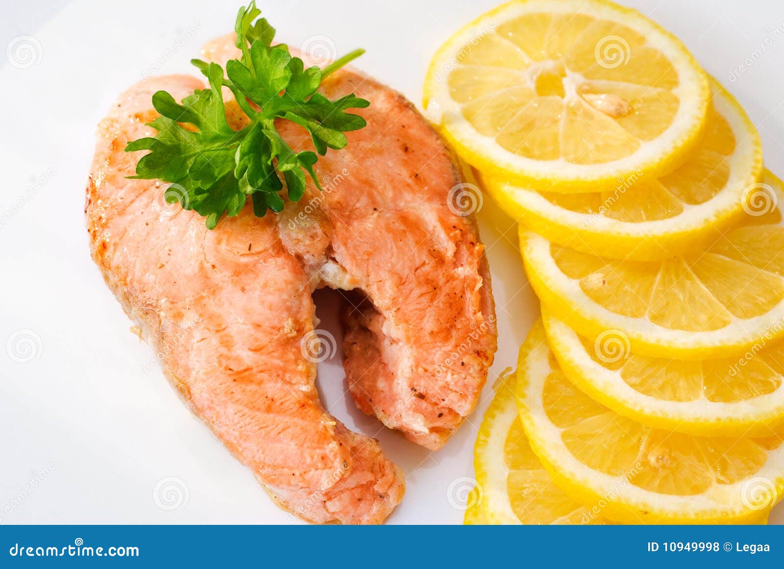Salmon fillet with lemon stock photo. Image of strias 10949998
