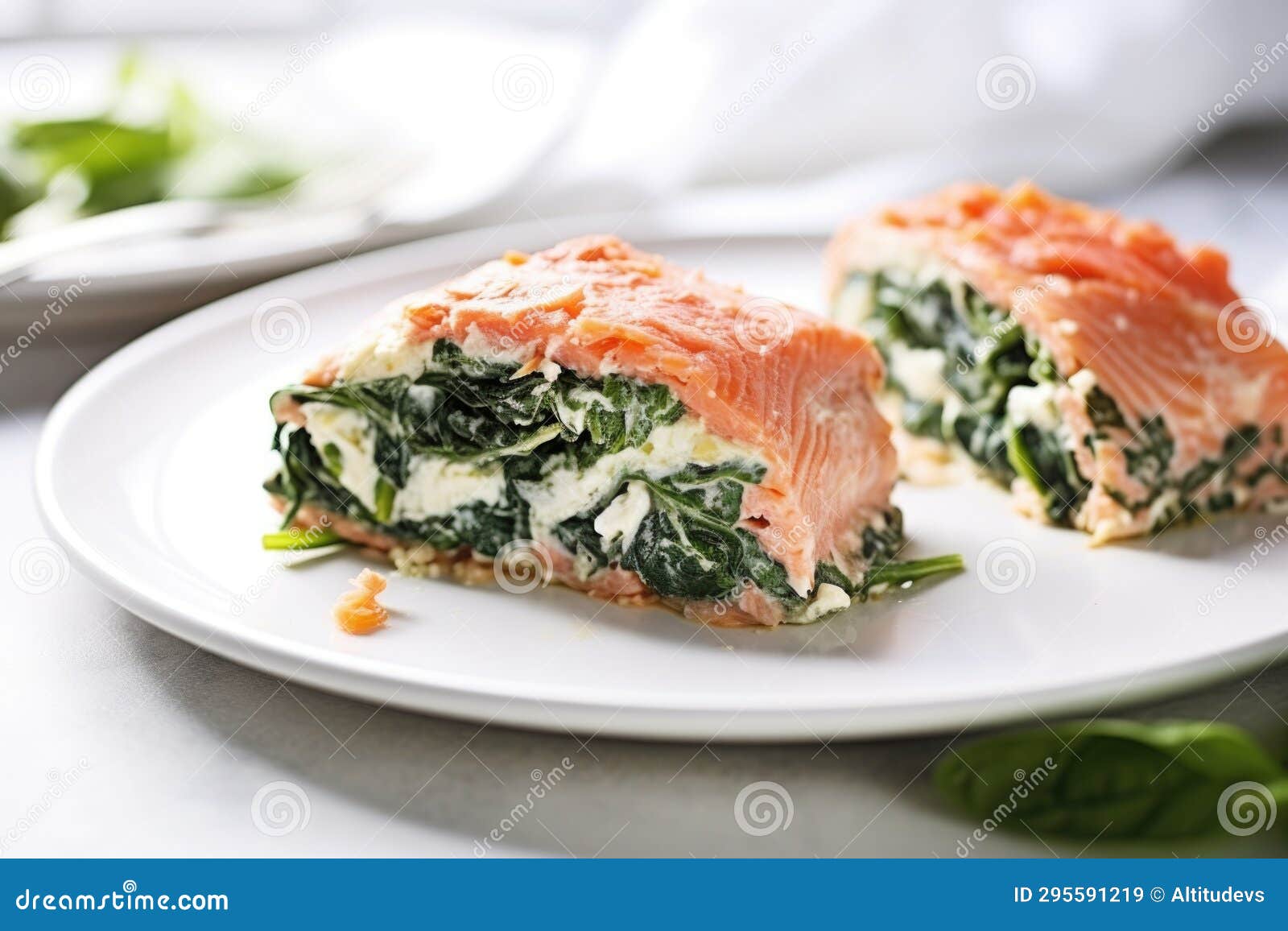Salmon Fillet Stuffed with Spinach and Ricotta Cheese Stock Image
