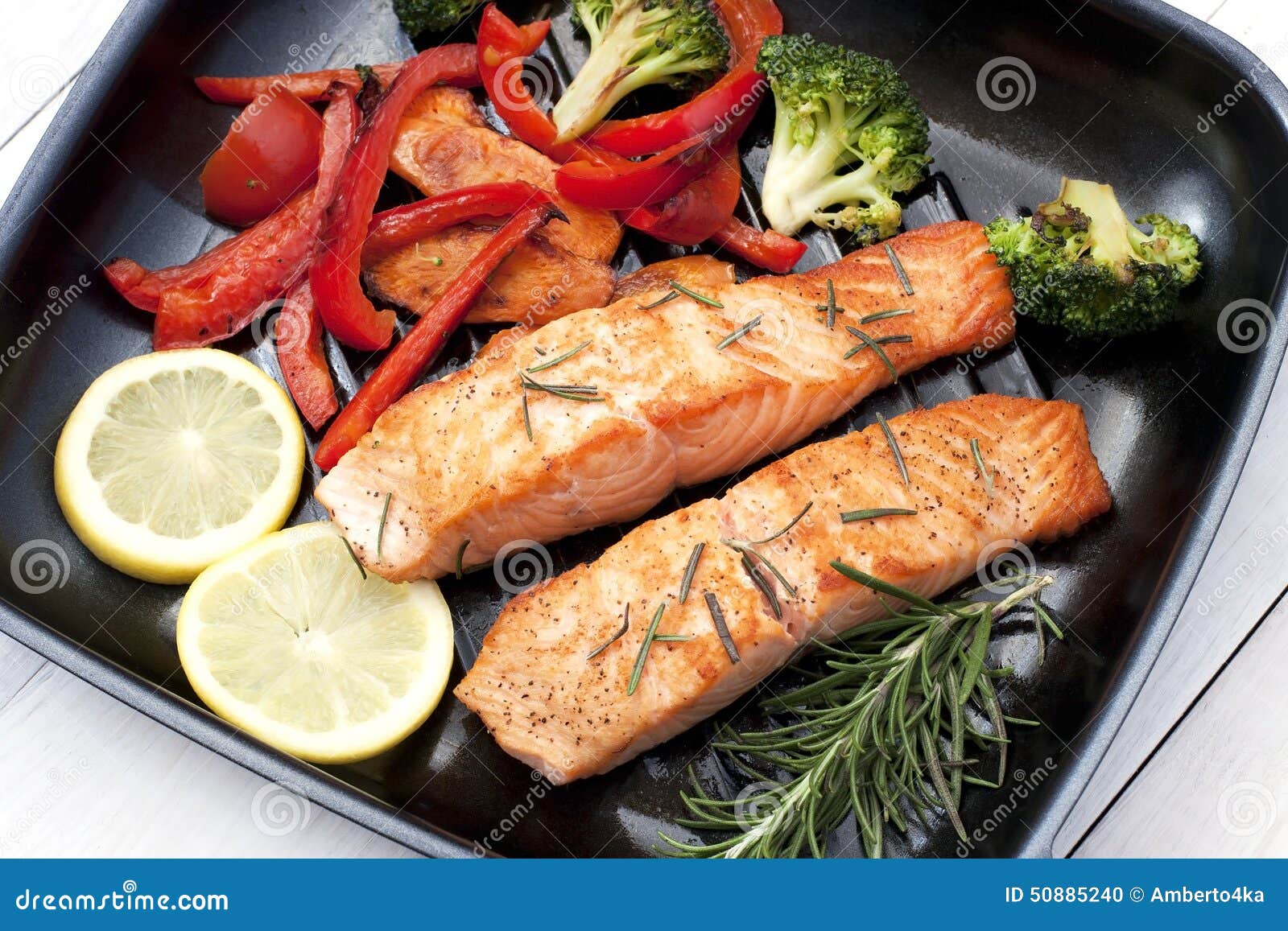 Salmon Fillet with Vegetables Stock Photo Image of boil, food 50885240