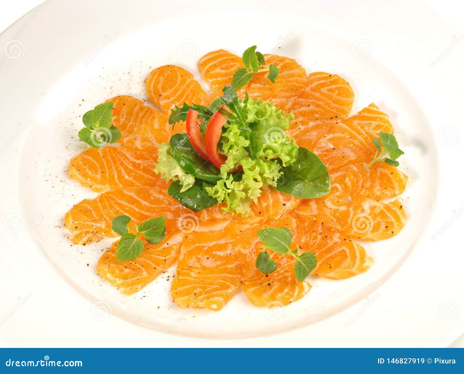 Salmon Fish Carpaccio with Pepper Stock Image Image of farm, gourmet