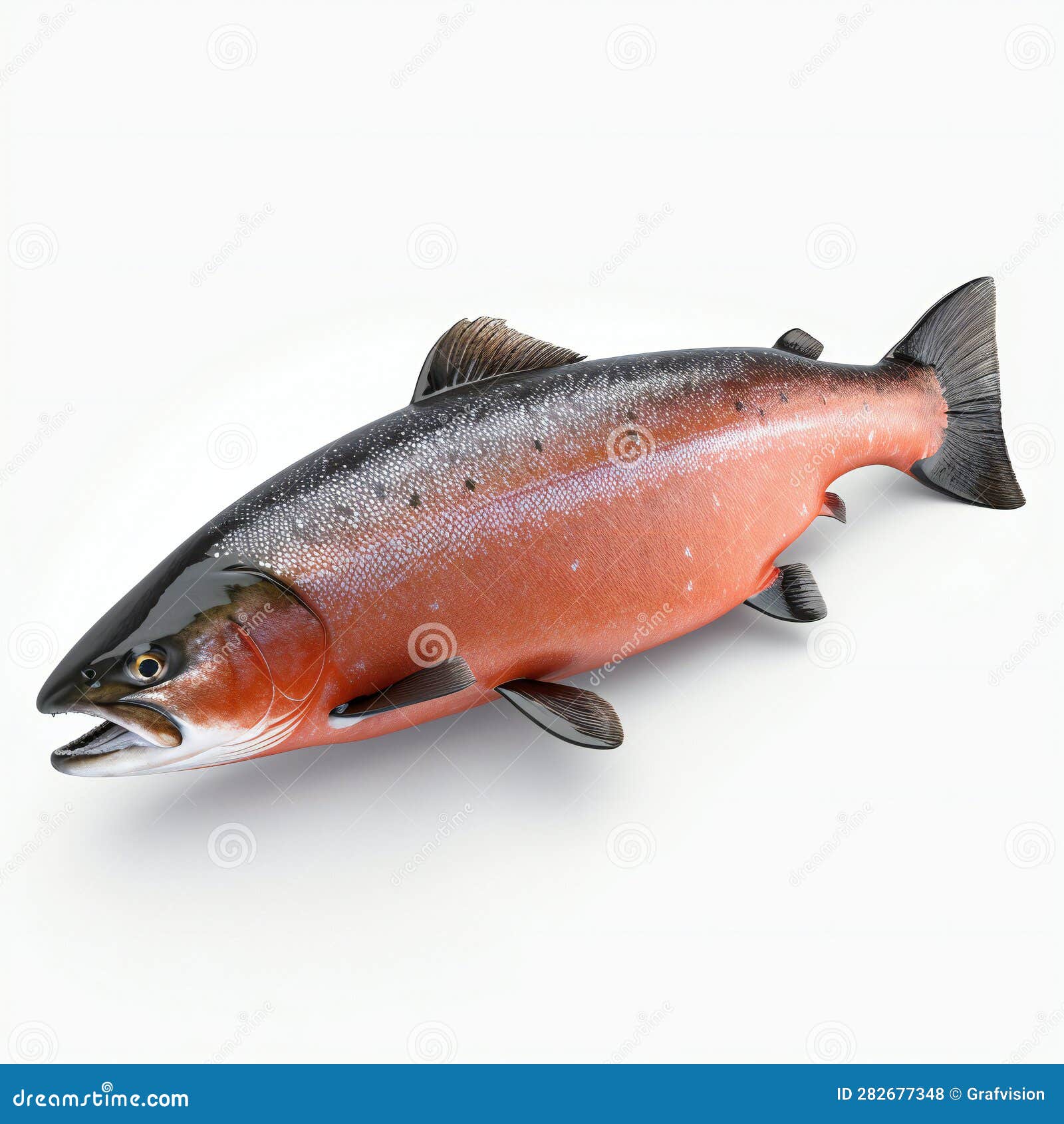 Salmon Fish on White Background Stock Illustration - Illustration of