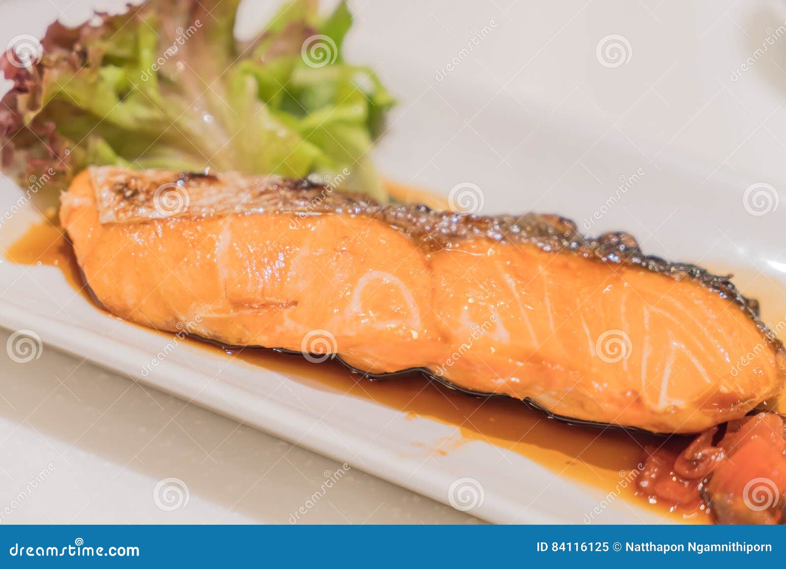 Salmon grill with sauce stock image. Image of asian, gourmet 84116125