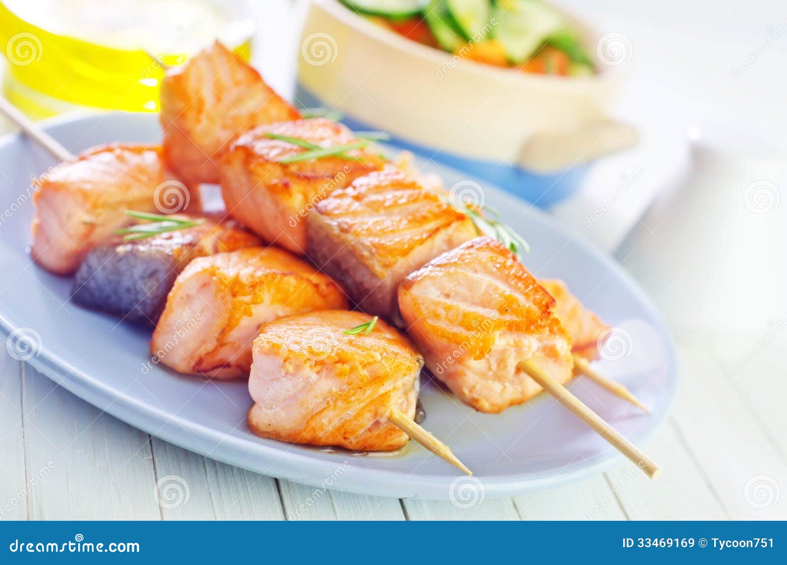 Salmon kebab stock image. Image of appetizer, baked, peel 33469169