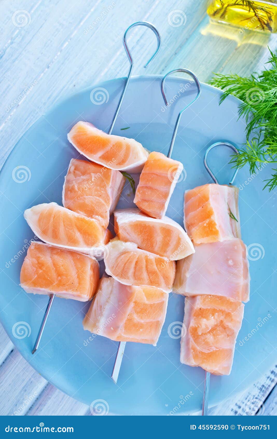 Salmon kebab stock photo. Image of delicacy, piece, board 45592590