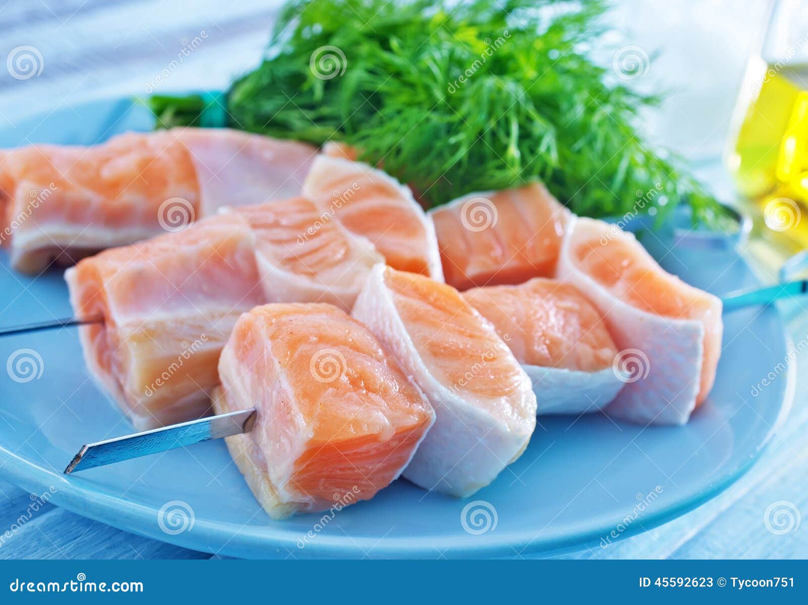 Salmon kebab stock image. Image of closeup, natural, eating 45592623