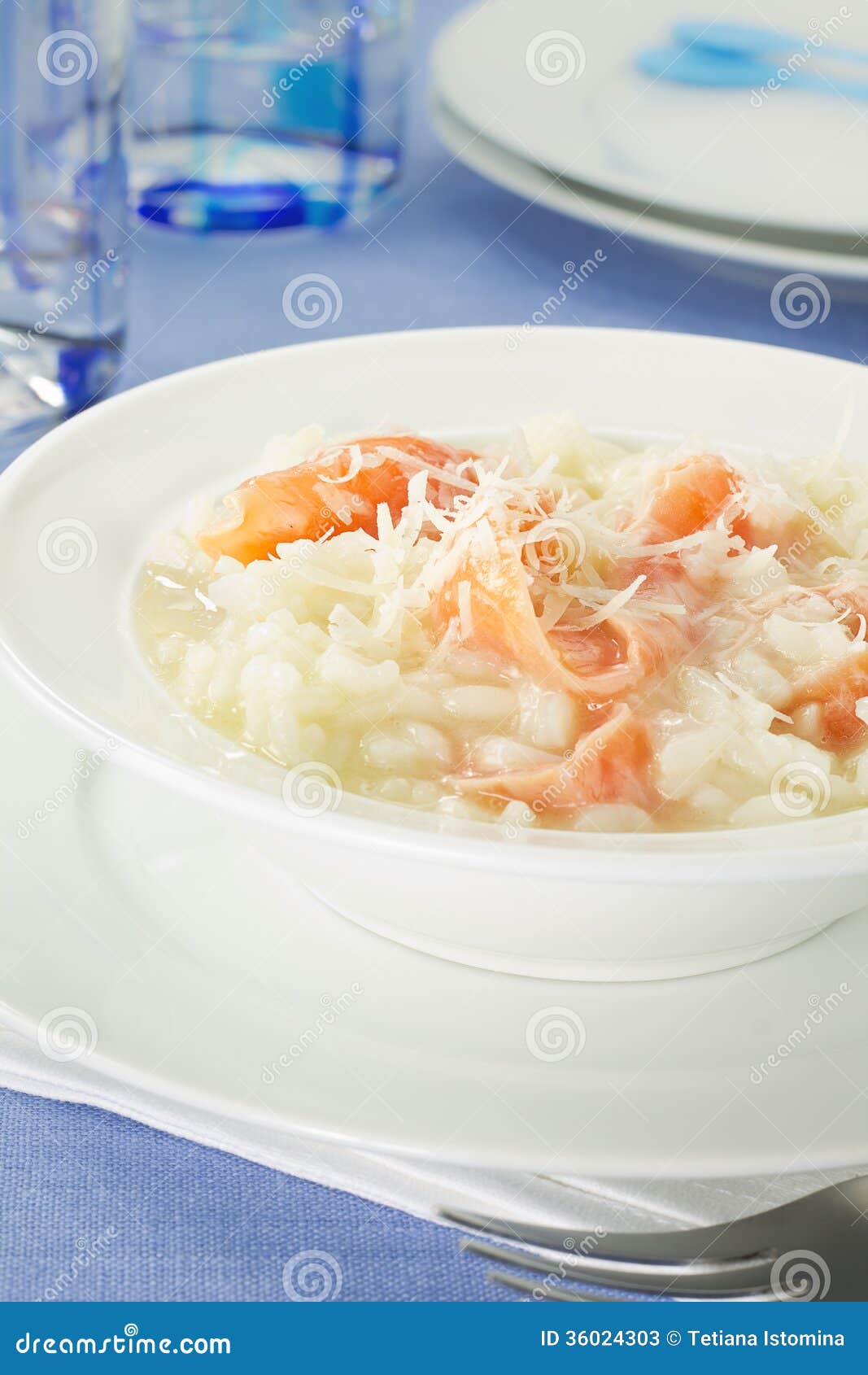 Salmon and leek risotto stock image. Image of european 36024303
