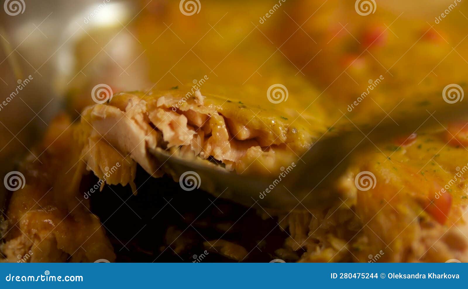 Salmon Mango Sauce Baked Salmon Steak with Cream Sauce Rotating with