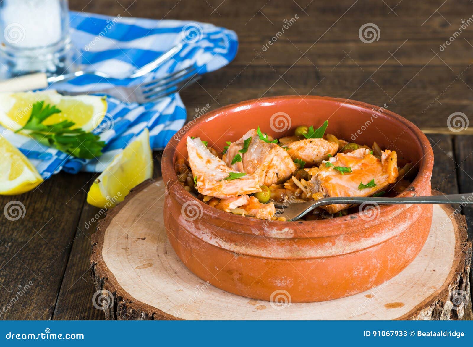 salmon and orzo stew