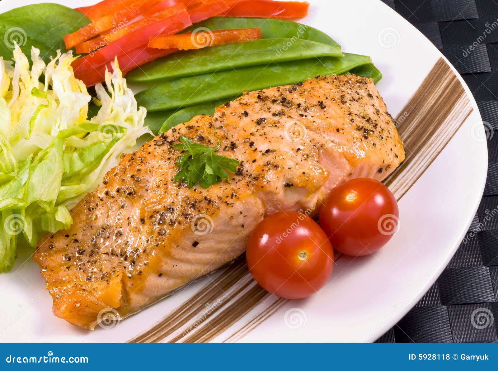 Salmon on plate stock photo. Image of salmon, lunch, delicious 5928118