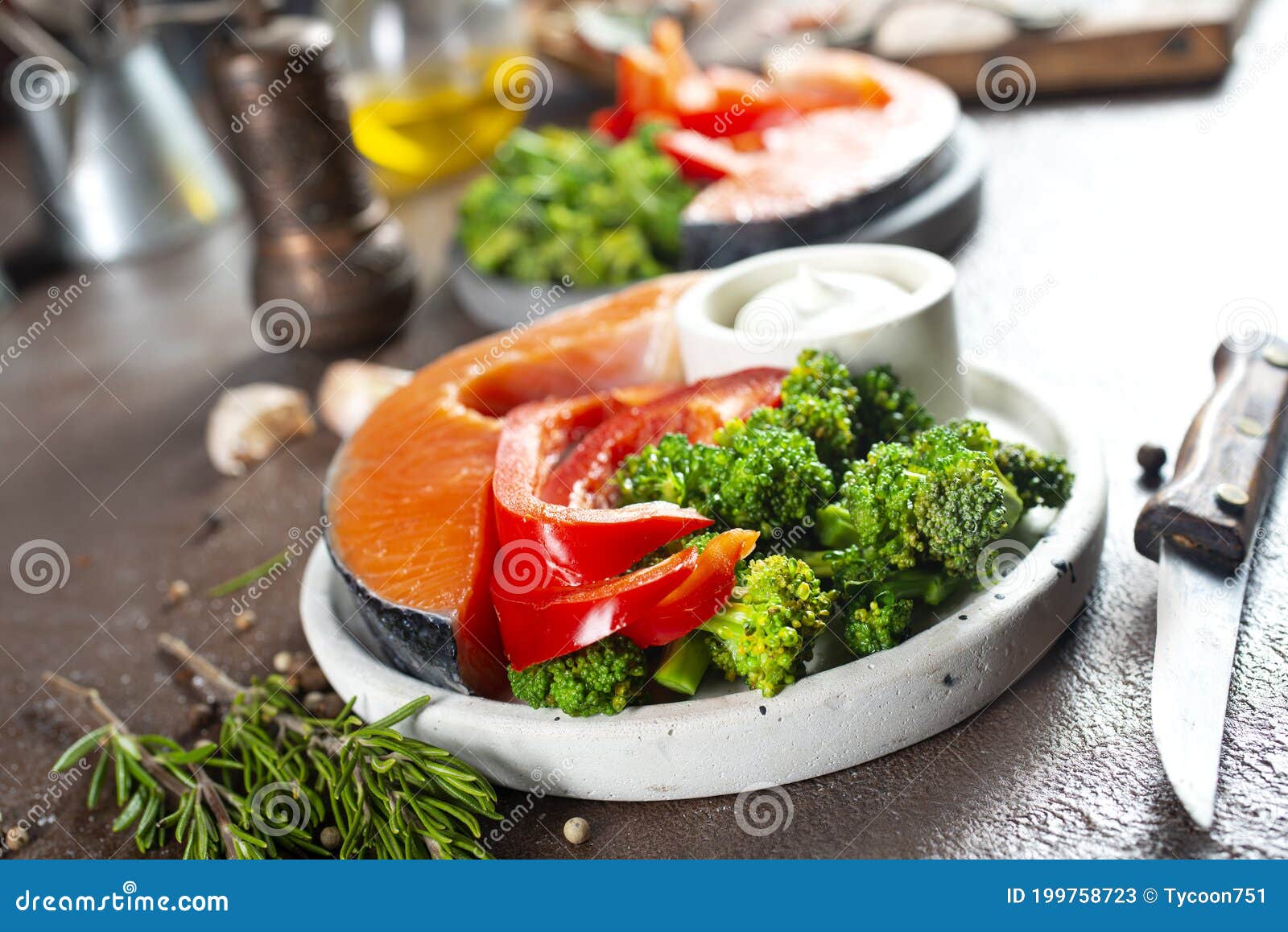 Salmon stock image. Image of board, cook, preparation 199758723