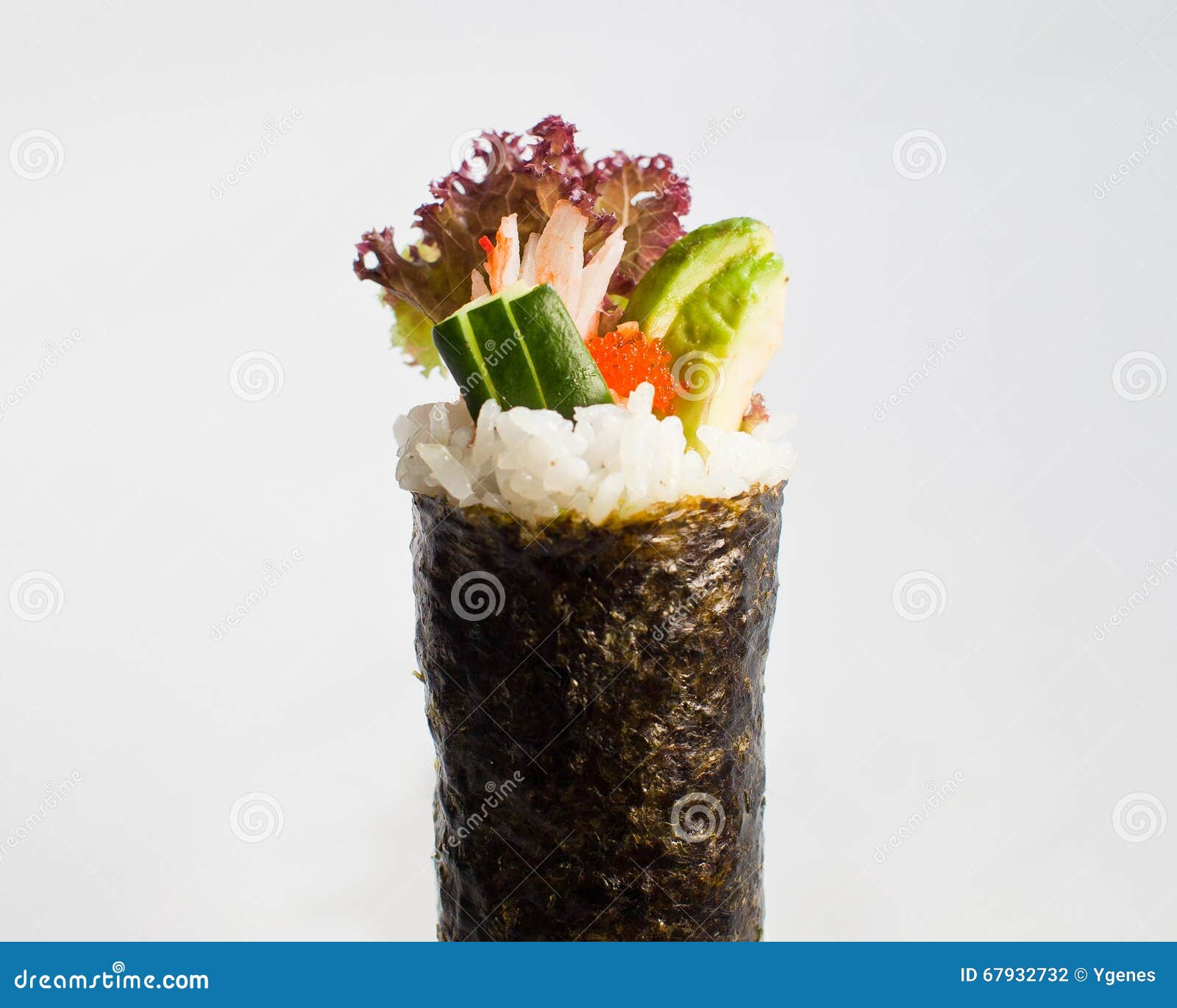 Salmon Roe Avocado Hand Roll Temaki Stock Photo Image of kanpachi