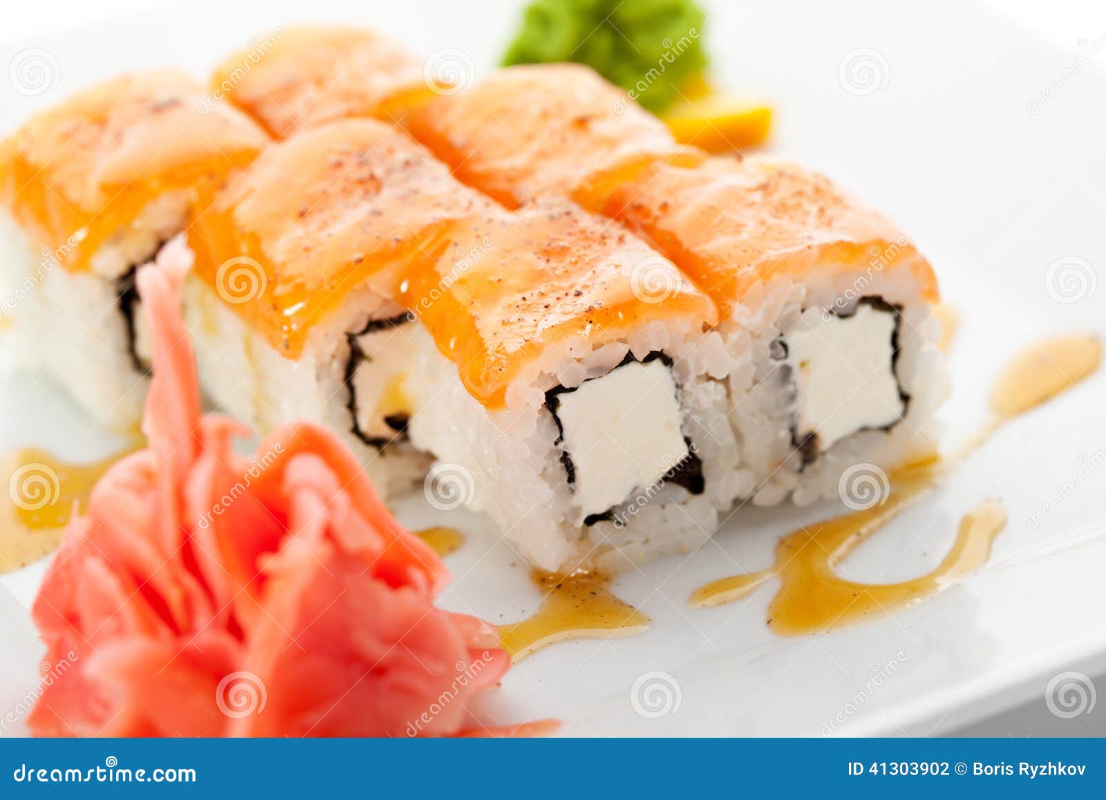 Salmon Roll stock photo. Image of japanese, sauce, fish 41303902