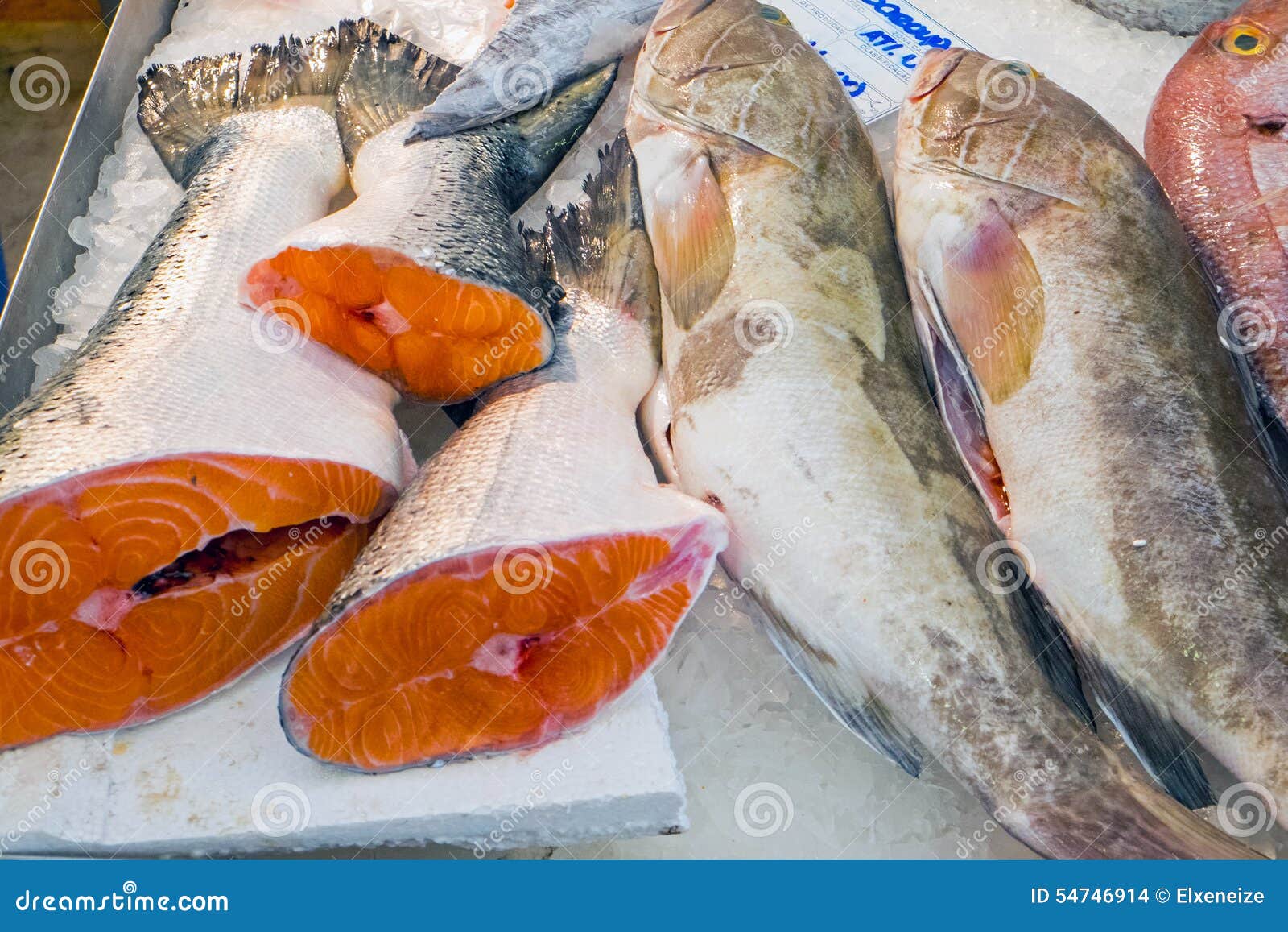 Salmon for Sale at a Market Stock Photo Image of nutrition, fillet