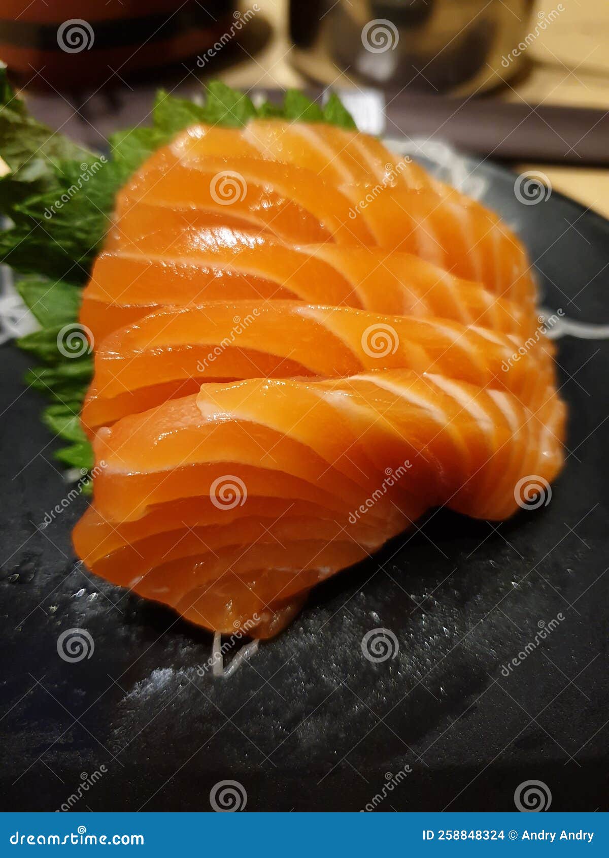 Salmon Sashimi stock photo. Image of cuisine, yellow 258848324