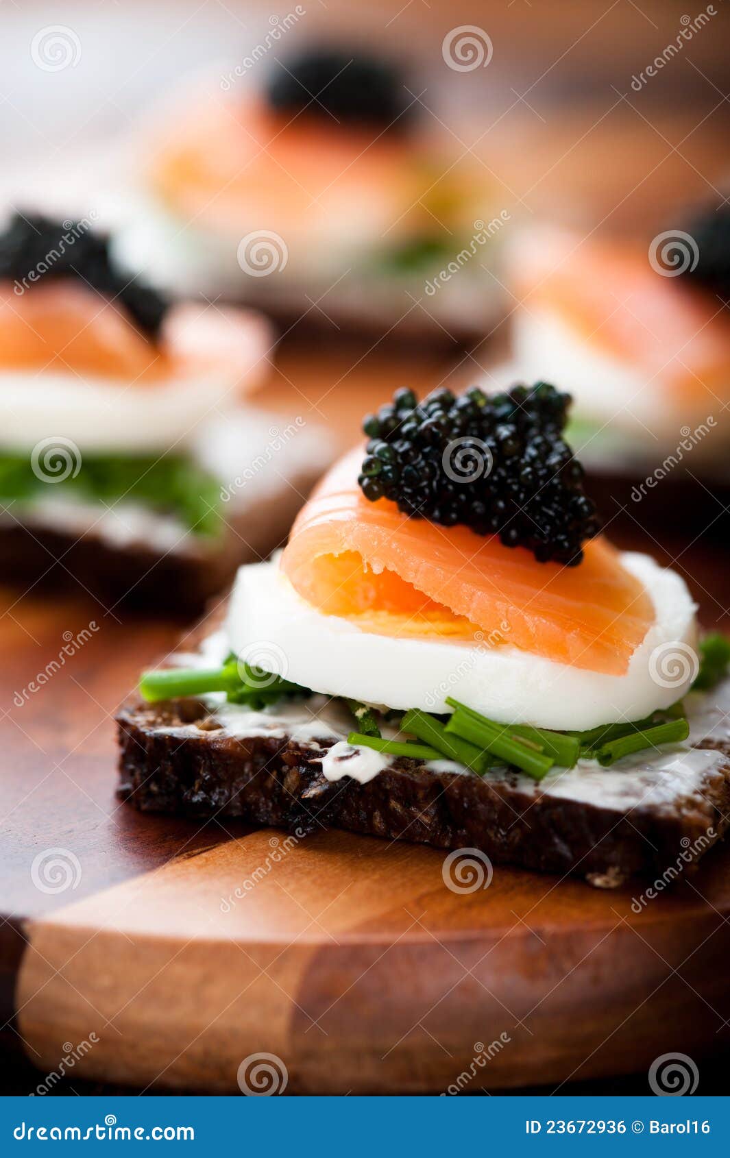 Salmon Snack with Egg and Caviar Stock Photo Image of cheese, chive 23672936