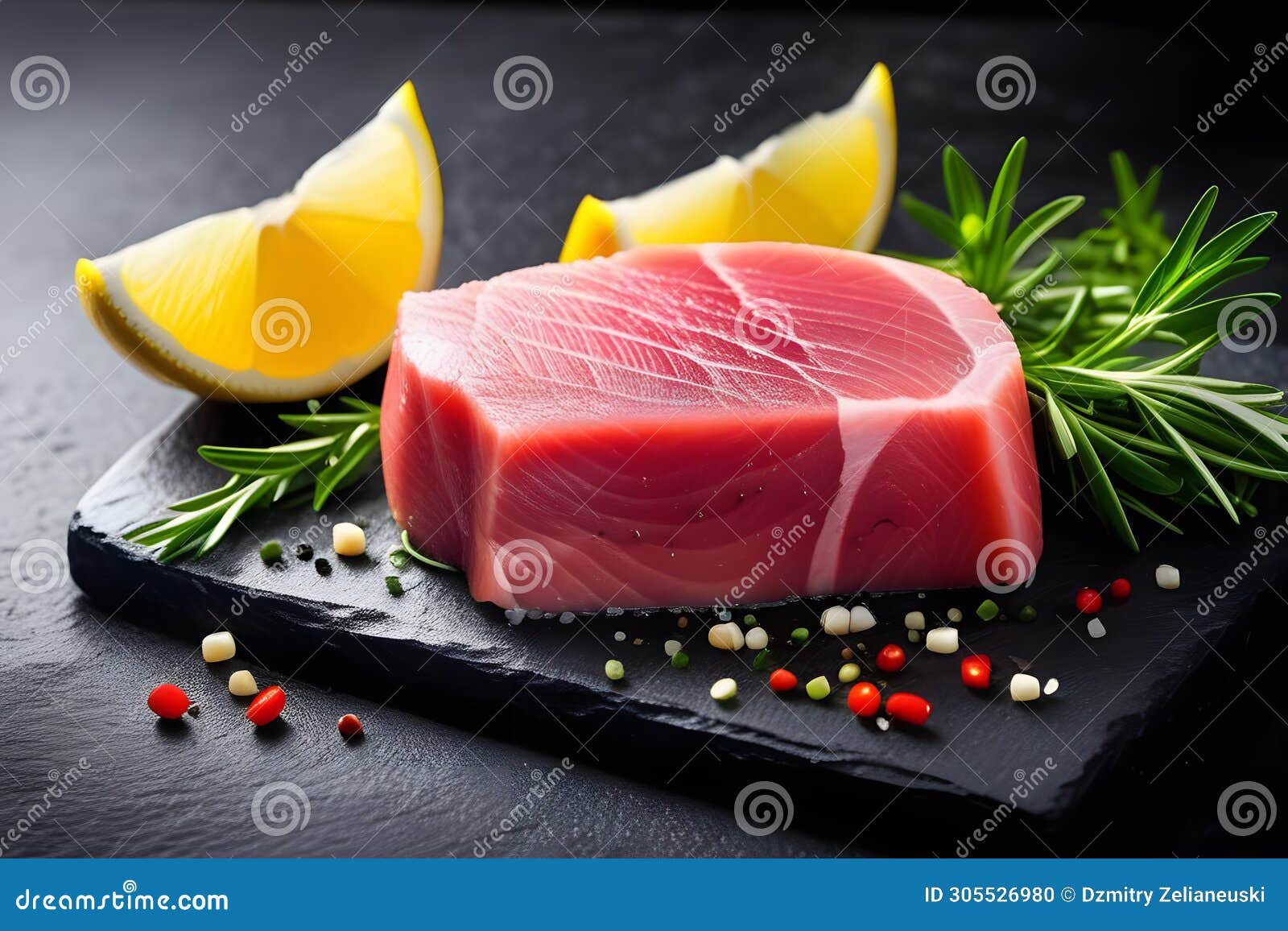 Salmon Steak with Lemon. Generative AI Stock Illustration ...