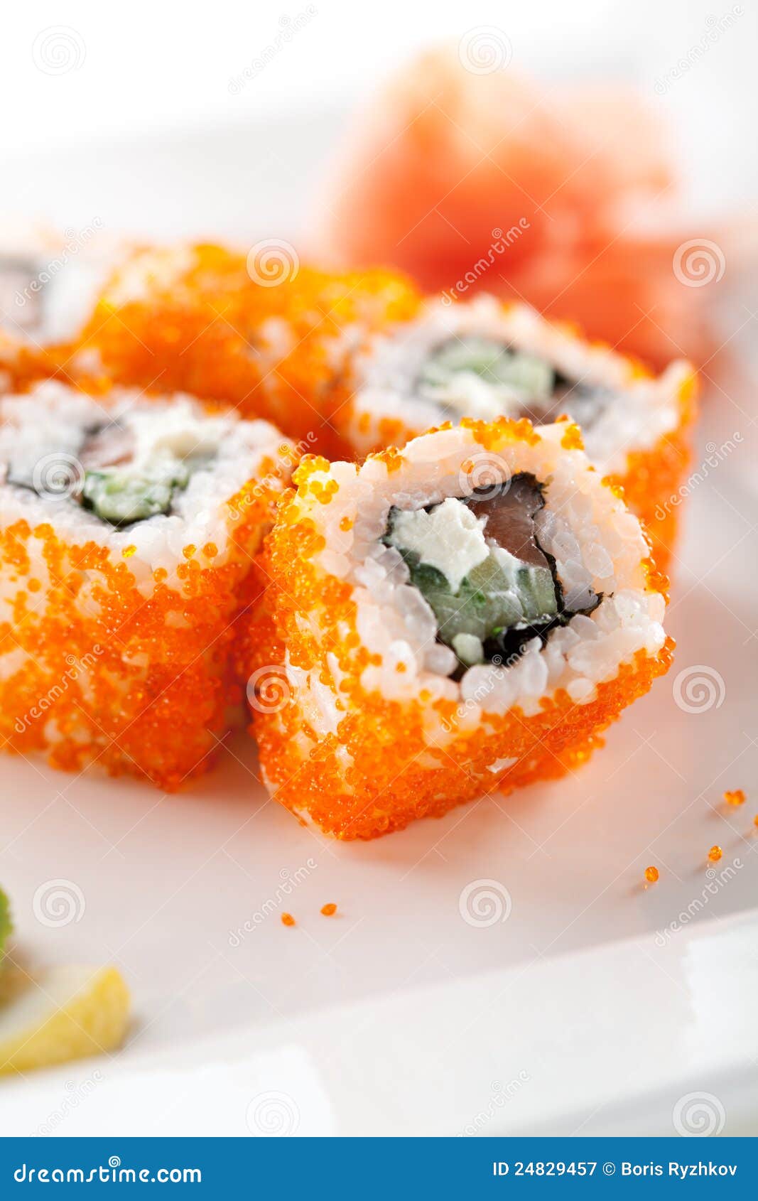 Salmon and Tobiko Roll stock image. Image of fresh, delicious 24829457