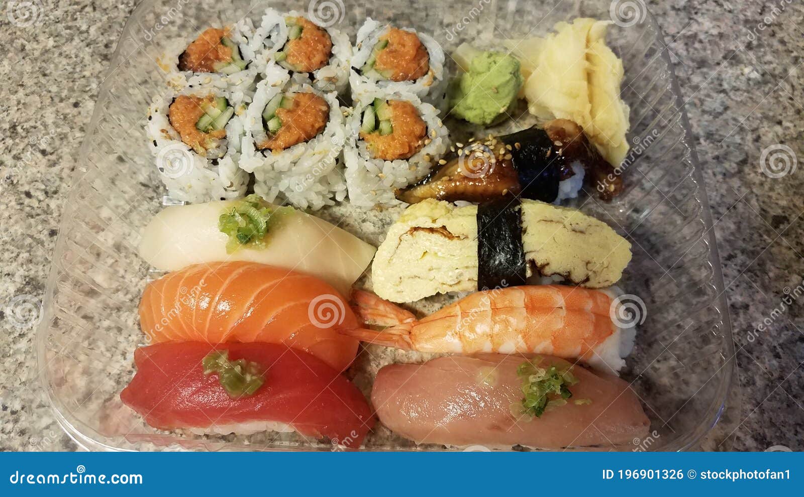 https://thumbs.dreamstime.com/z/salmon-tuna-rice-sushi-plastic-container-raw-counter-196901326.jpg