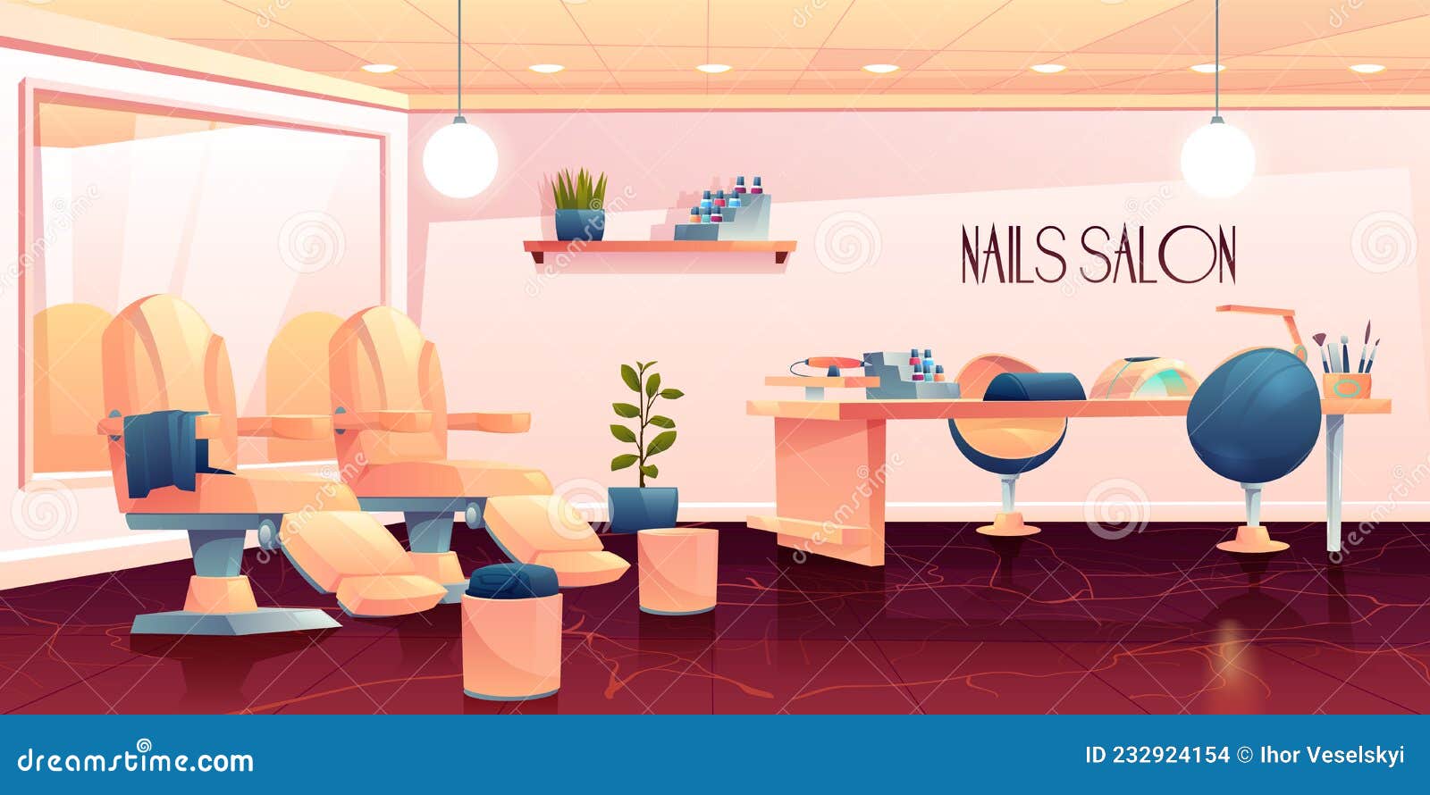 Salon for Manicure, Pedicure Nails Care Procedures Stock Vector