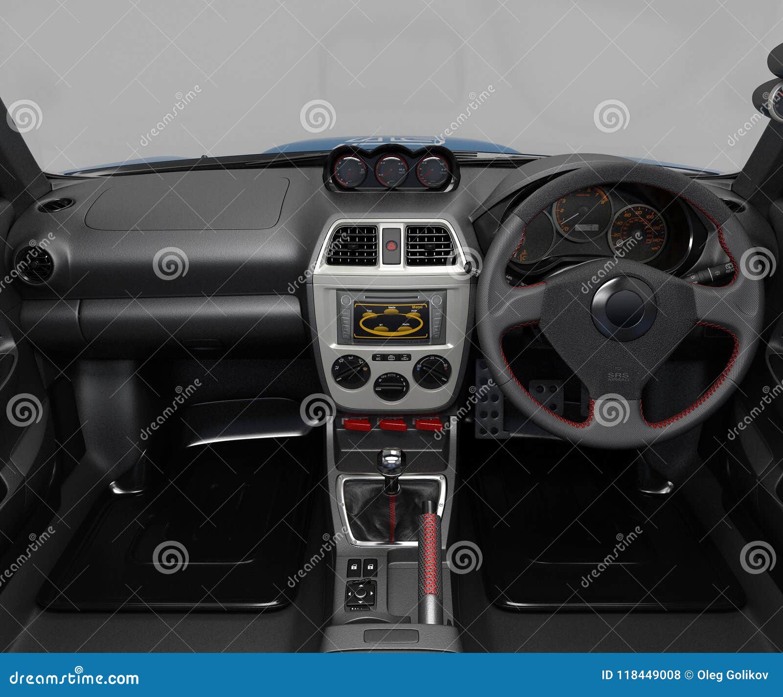 Salon of a Sports Car. the Dashboard and Its Individual Parts. 3D
