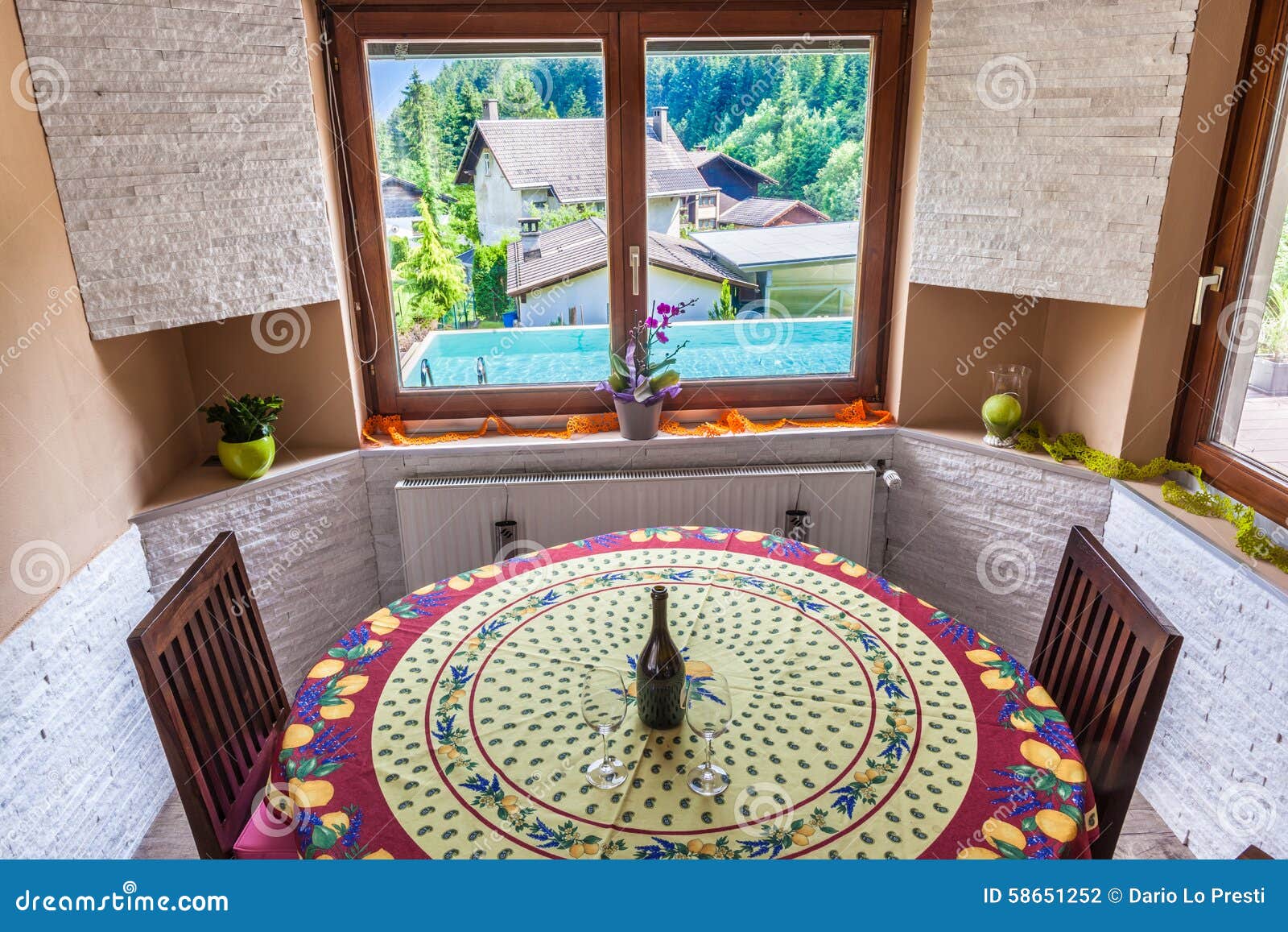 Salone rustico con lo stagno fotografia stock immagine: 58651252