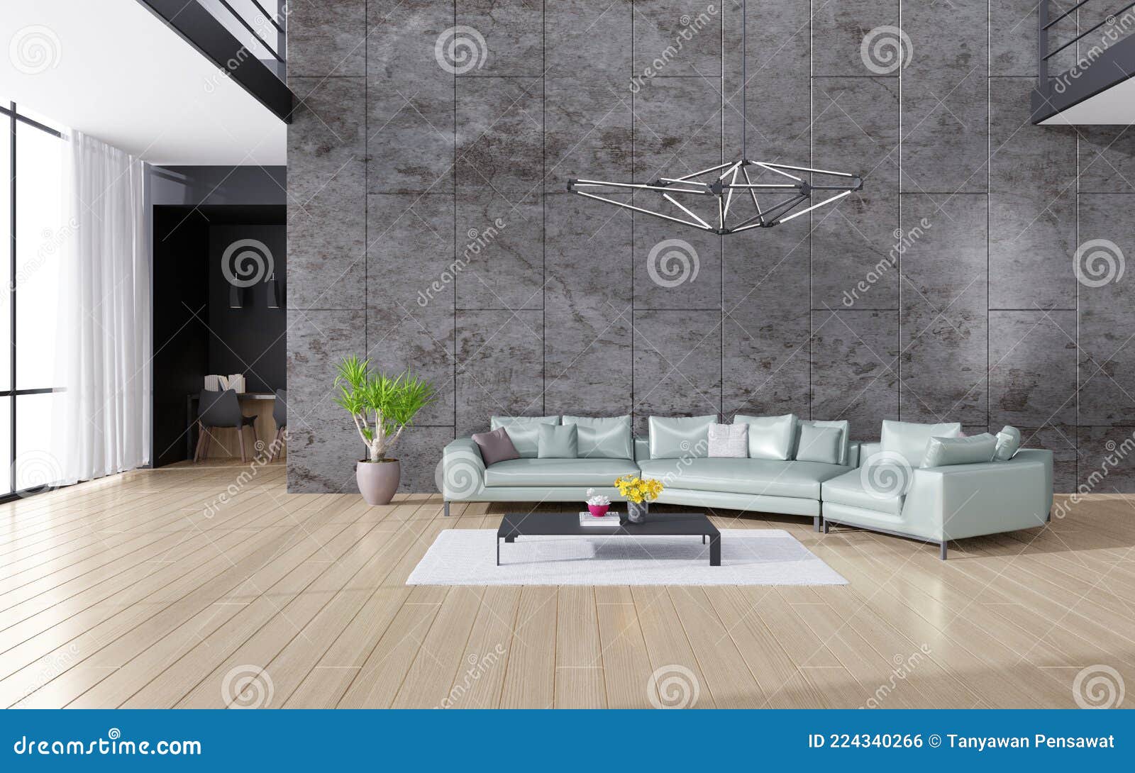 Salotto Moderno Con Decorazione in Legno Per Pavimenti Decorato in Legno  Muro 3d Illustrazione di Stock - Illustrazione di telaio, cemento: 224340266