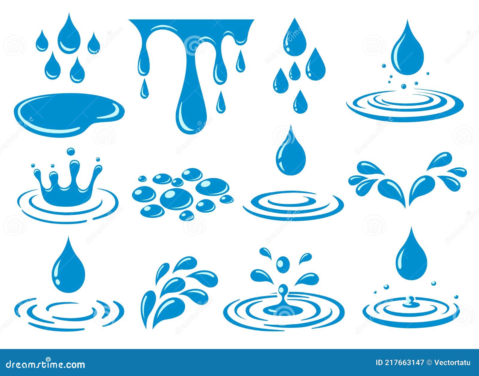 Salpicadura De Gota De Agua De Dibujos Animados Ilustración del Vector -  Ilustración de agua, conjunto: 217663147