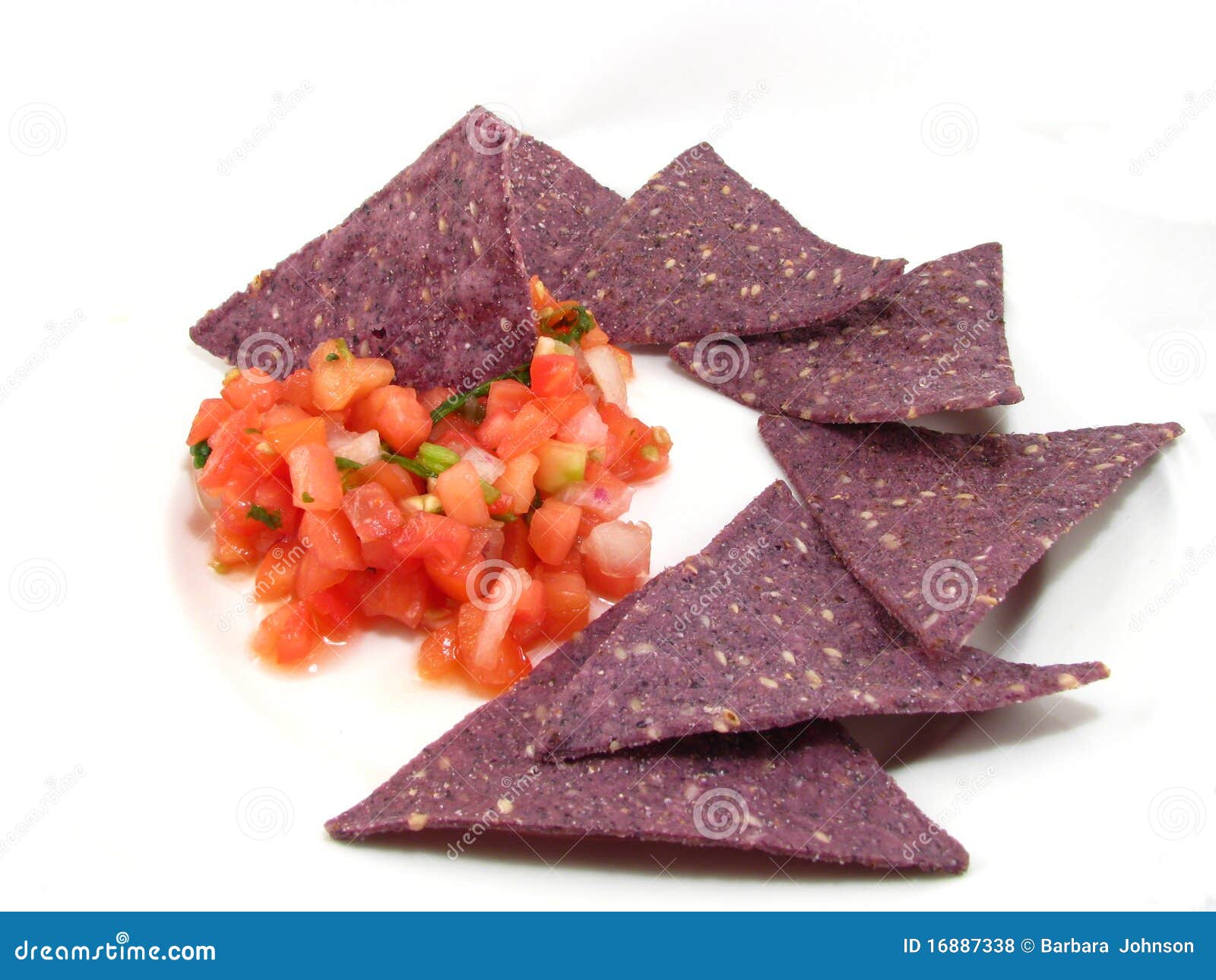 Salsa with Blue Chips stock photo. Image of taste, chips 16887338