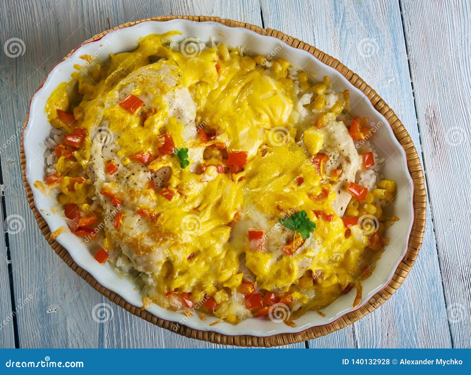 Salsa Chicken Rice Casserole Stock Photo - Image of chicken, cuisine ...