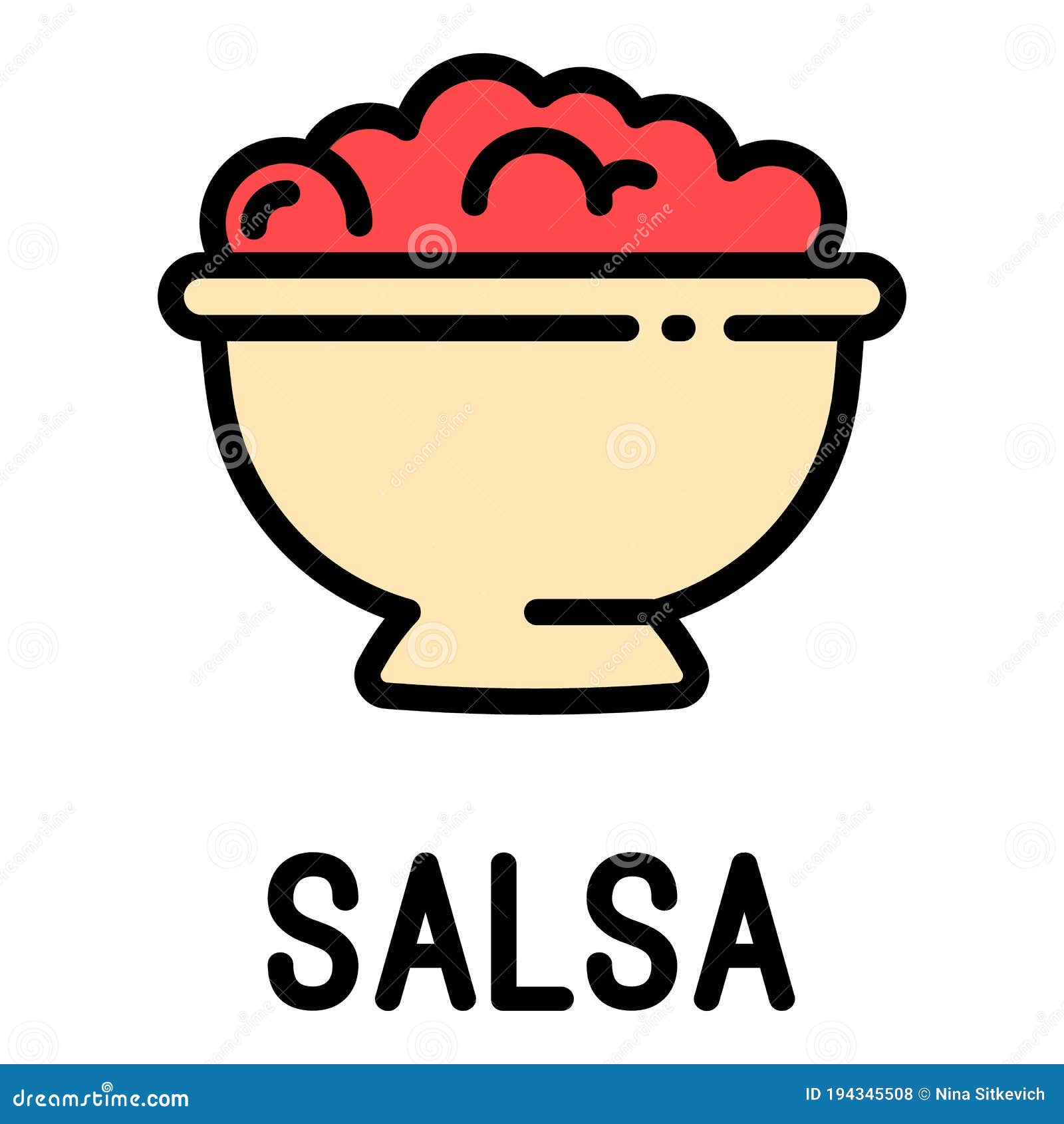 Salsa Food Icon, Outline Style Stock Vector Illustration of isolated